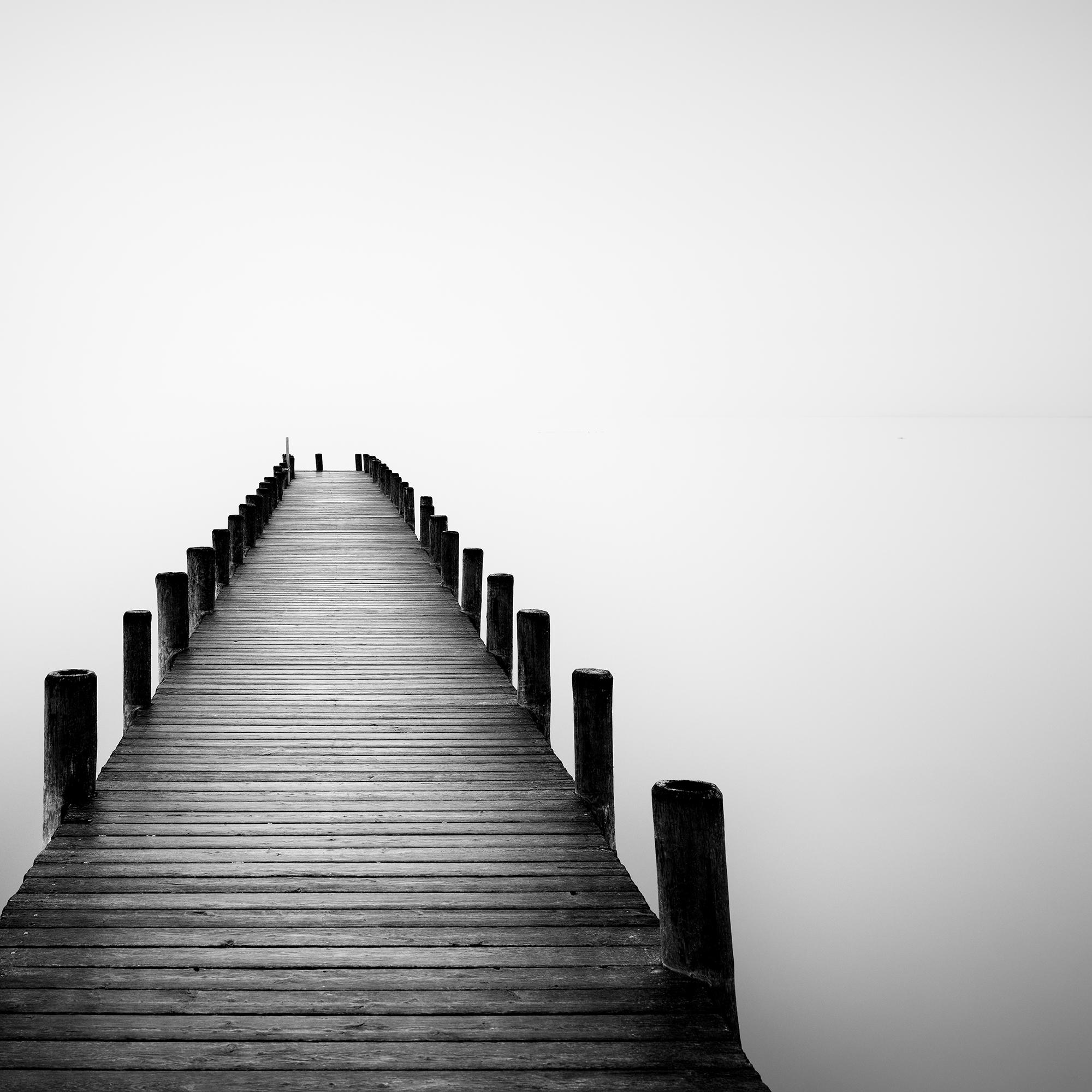 Pier on misty Lake, long exposure, monochrome minimalist photo, limited edition For Sale 4