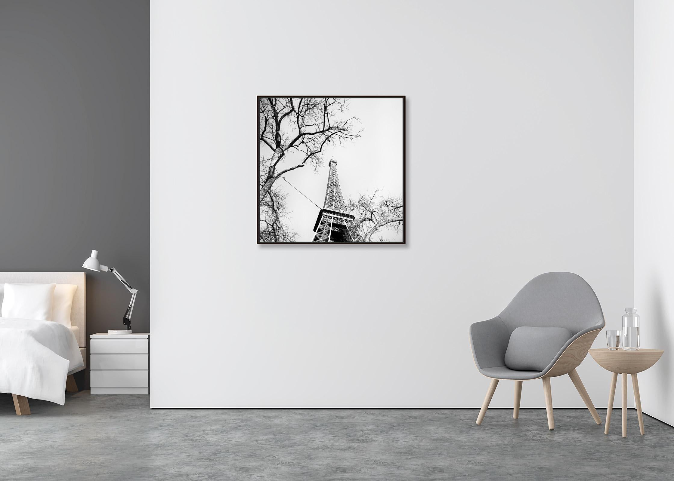 Pigeon and the Eiffel Tower, Paris, black & white cityscape fine art photography - Contemporary Photograph by Gerald Berghammer