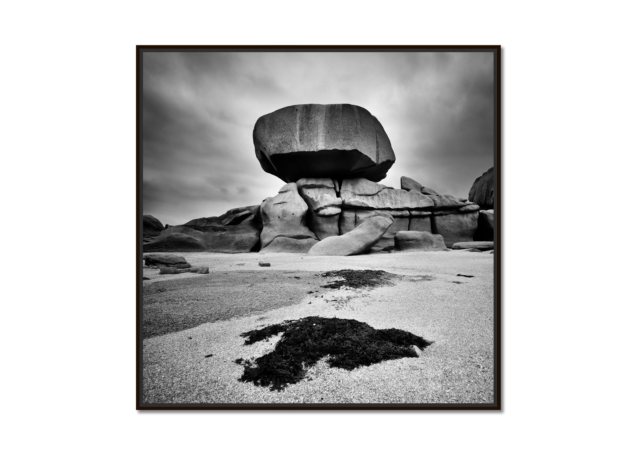 Pink Granite Coast, Giant Rock, France, black and white landscape photography - Photograph by Gerald Berghammer