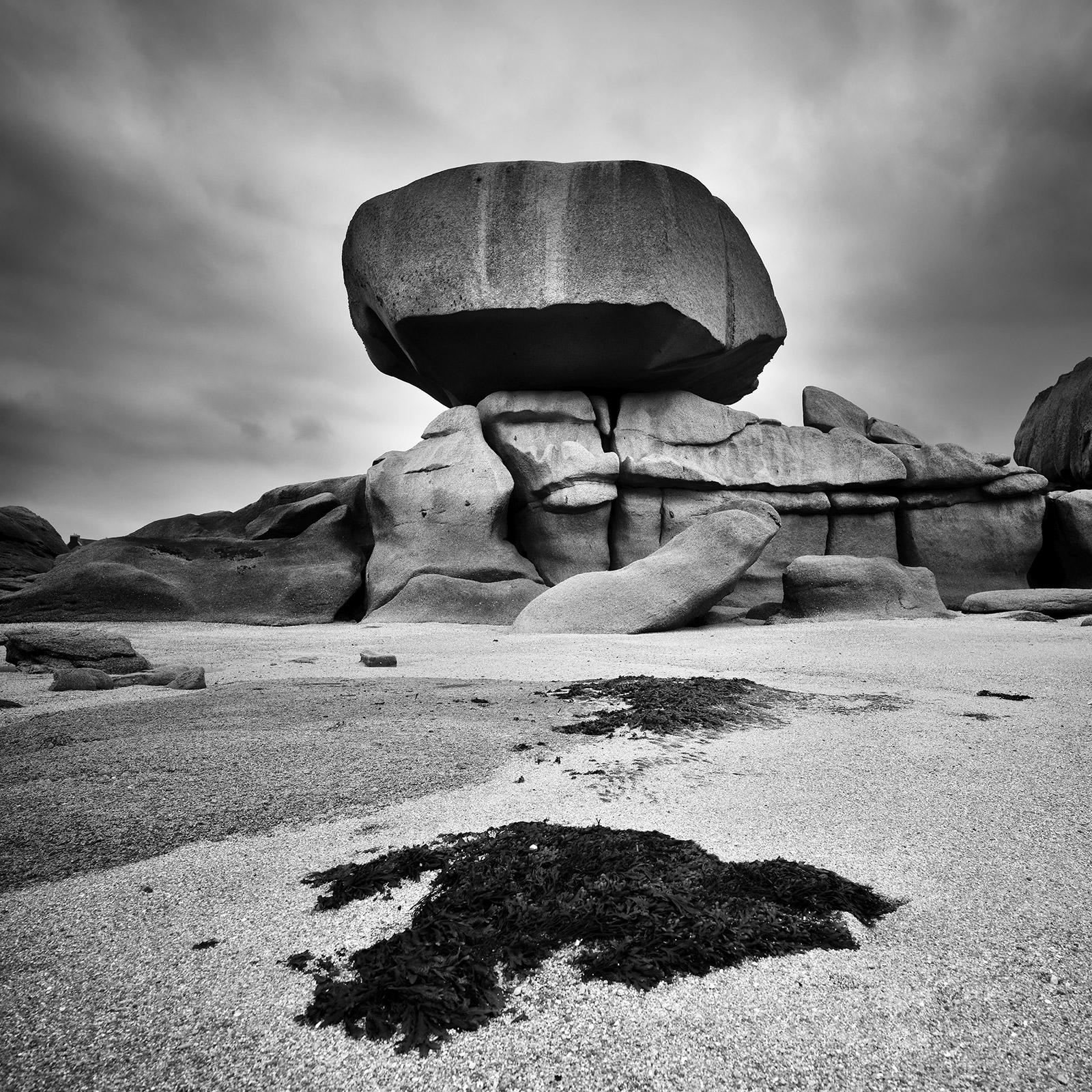 Gerald Berghammer Black and White Photograph - Pink Granite Coast, Giant Rock, France, black and white landscape photography