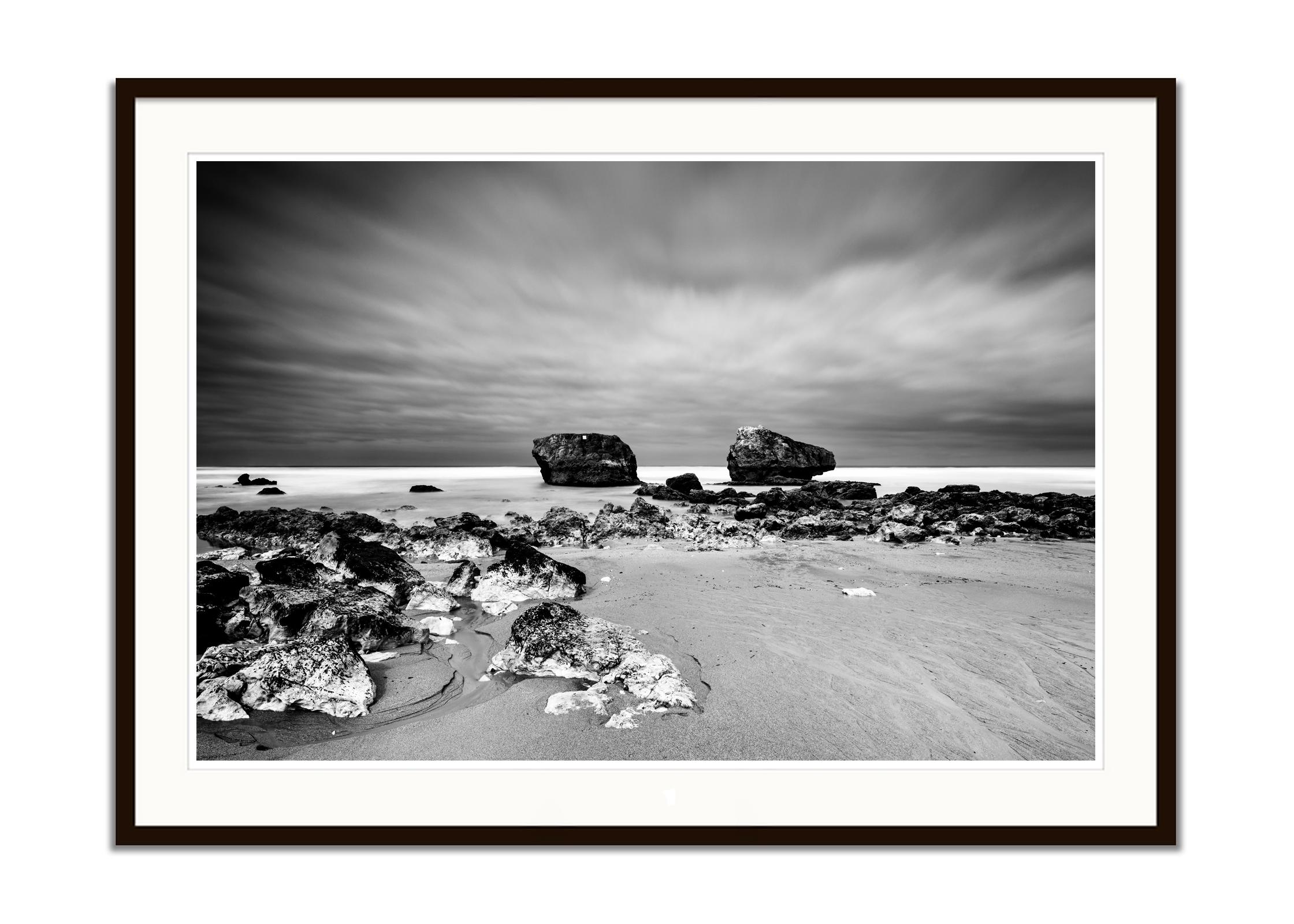 Point de vue Panorama, giant rock, black and white photography, landscape - Gray Landscape Photograph by Gerald Berghammer