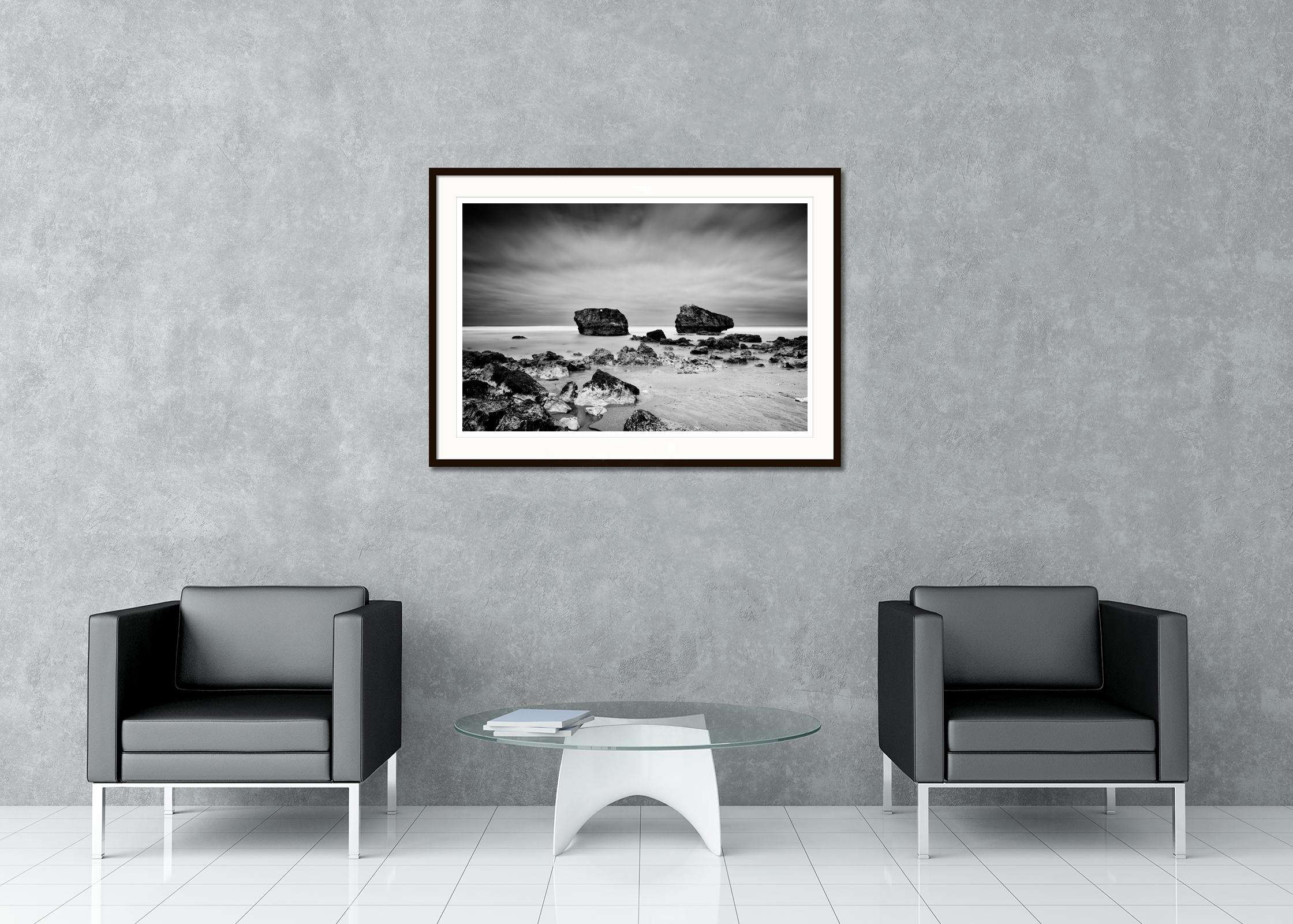Point de vue Panorama, giant rock, France, black and white landscape photography For Sale 1