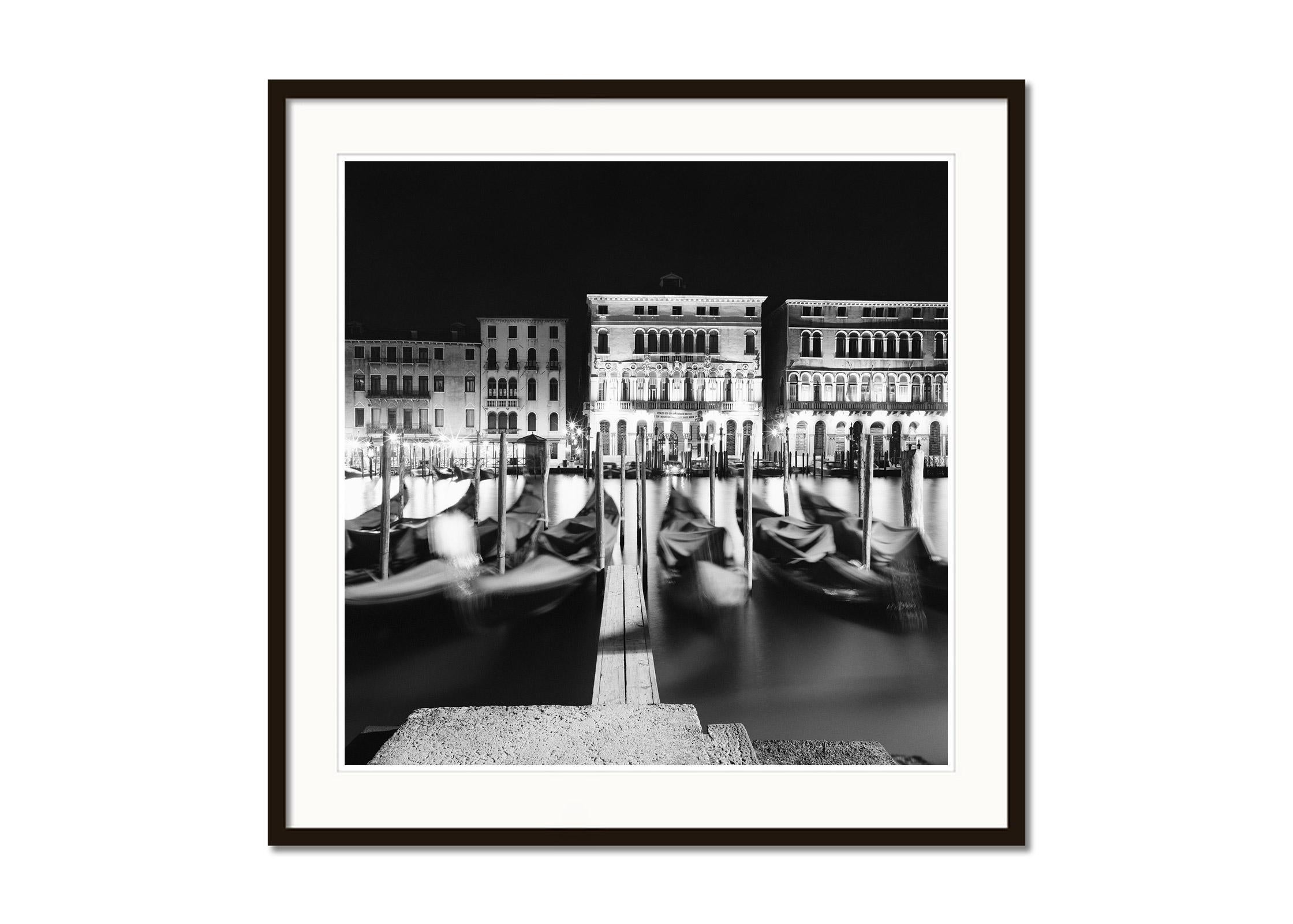 Point of Entry, Canal Grande, night, Venice, black white photography, cityscape - Contemporary Photograph by Gerald Berghammer
