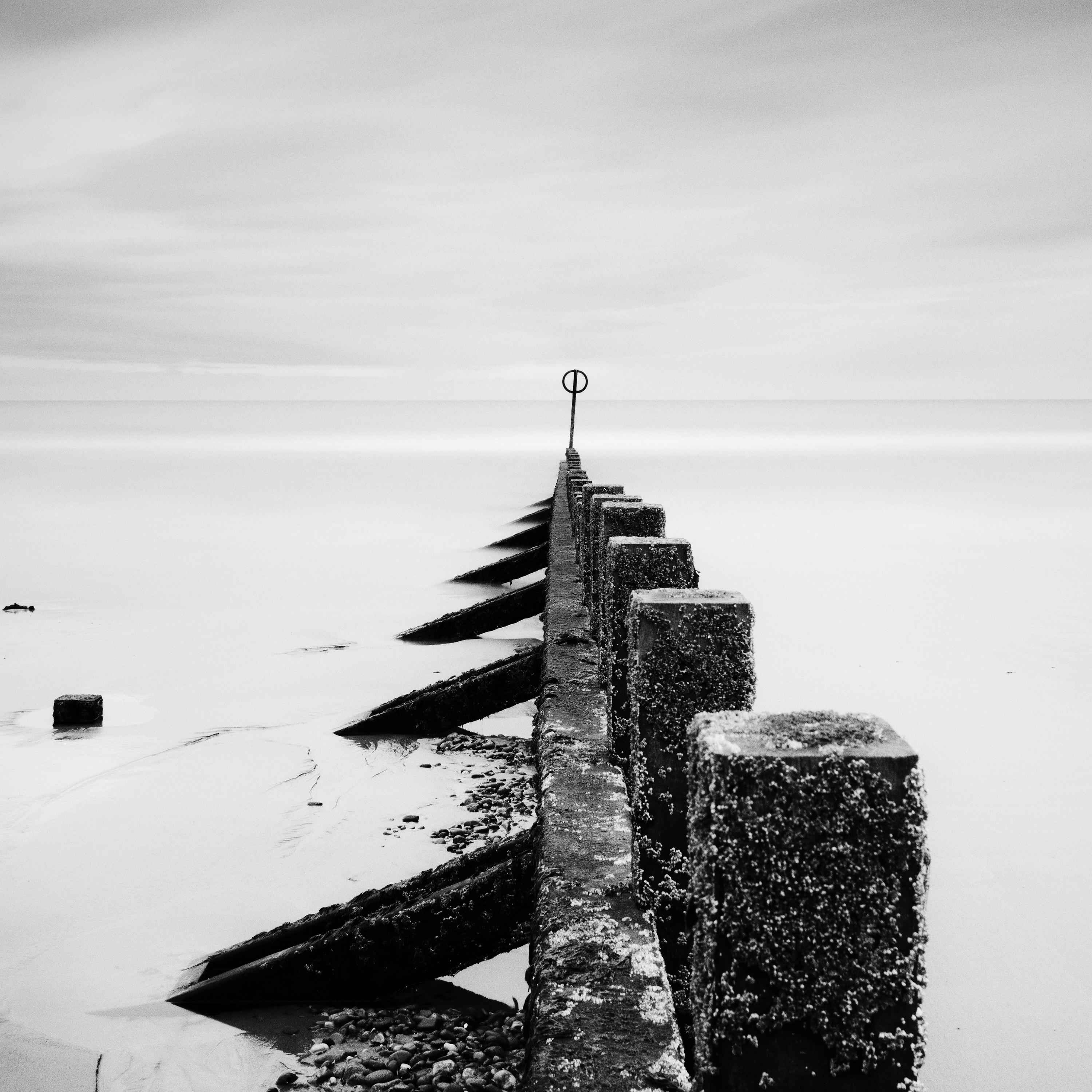 Pointing the Way, Scotland, Groyne, black and white photography, landscape, art For Sale 1