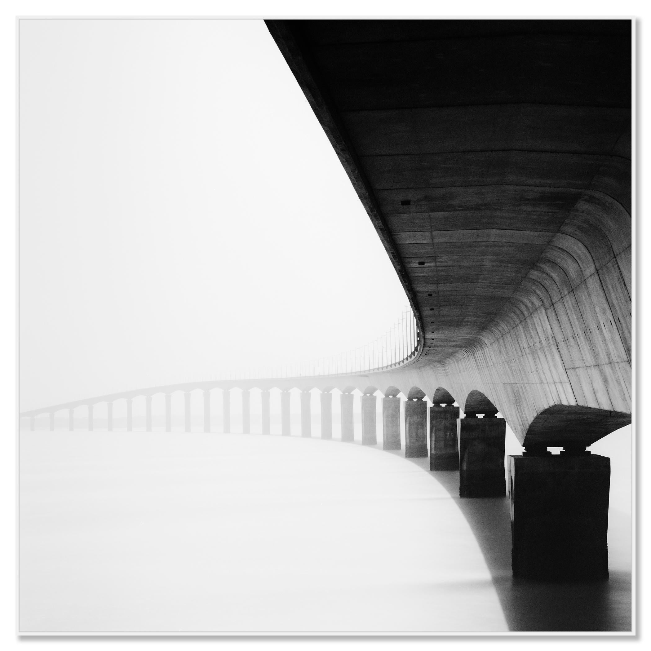 Pont de Ile de Re Bridge, black and white photograph, limited edition, landscape - Photograph by Gerald Berghammer
