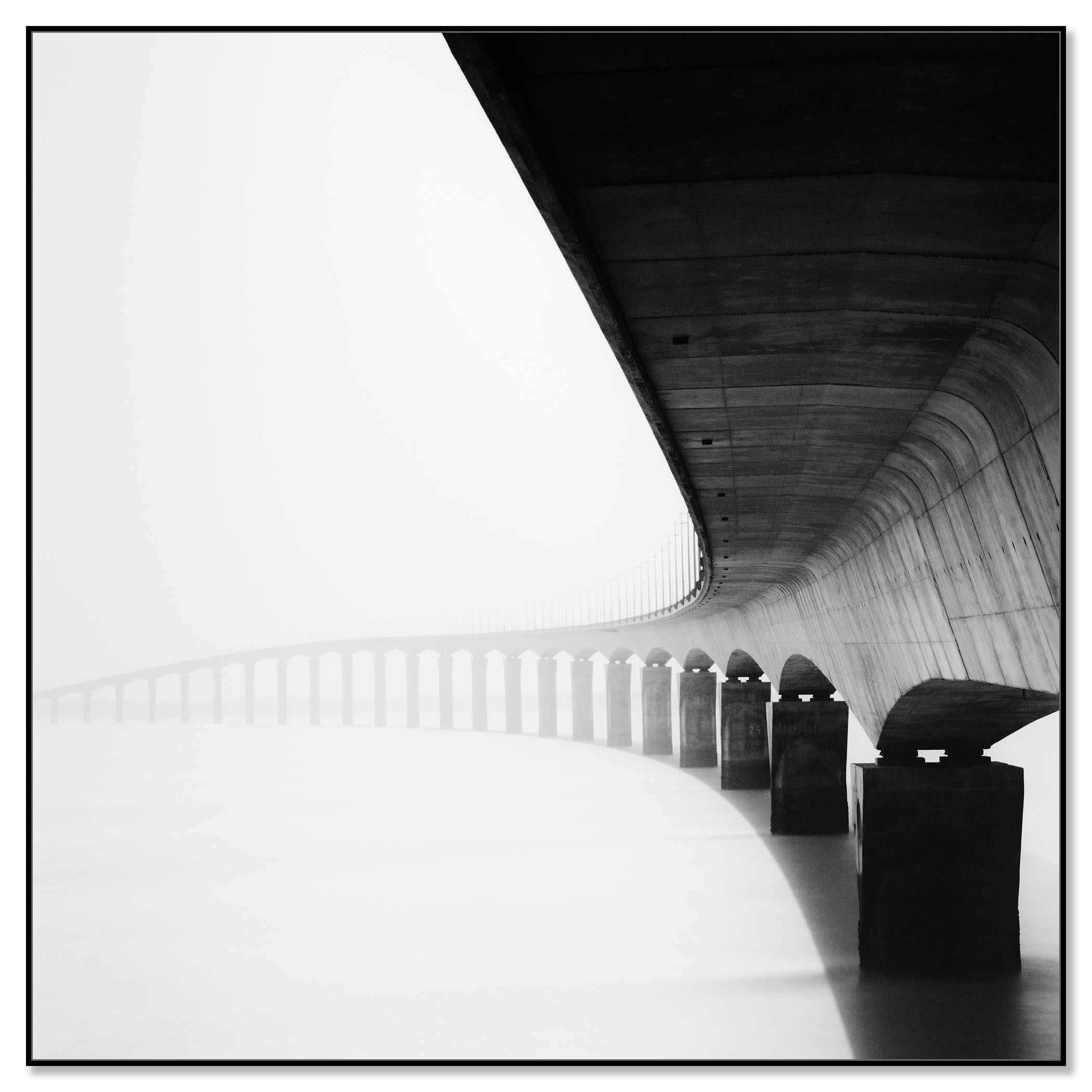 Pont de Ile de Re Bridge, black and white photograph, limited edition, landscape - Contemporary Photograph by Gerald Berghammer