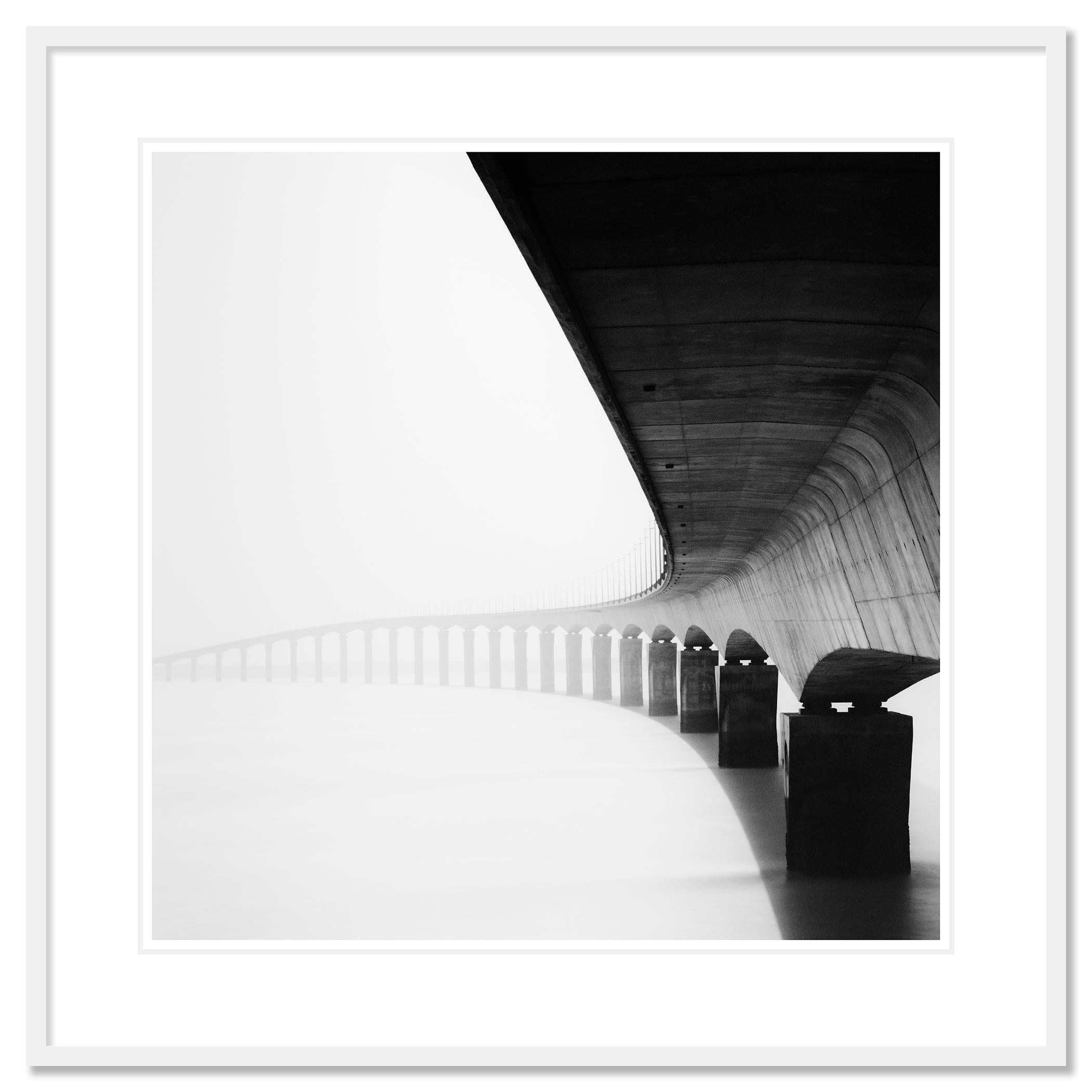 Pont de Ile de Re Bridge, black and white photograph, limited edition, landscape For Sale 1