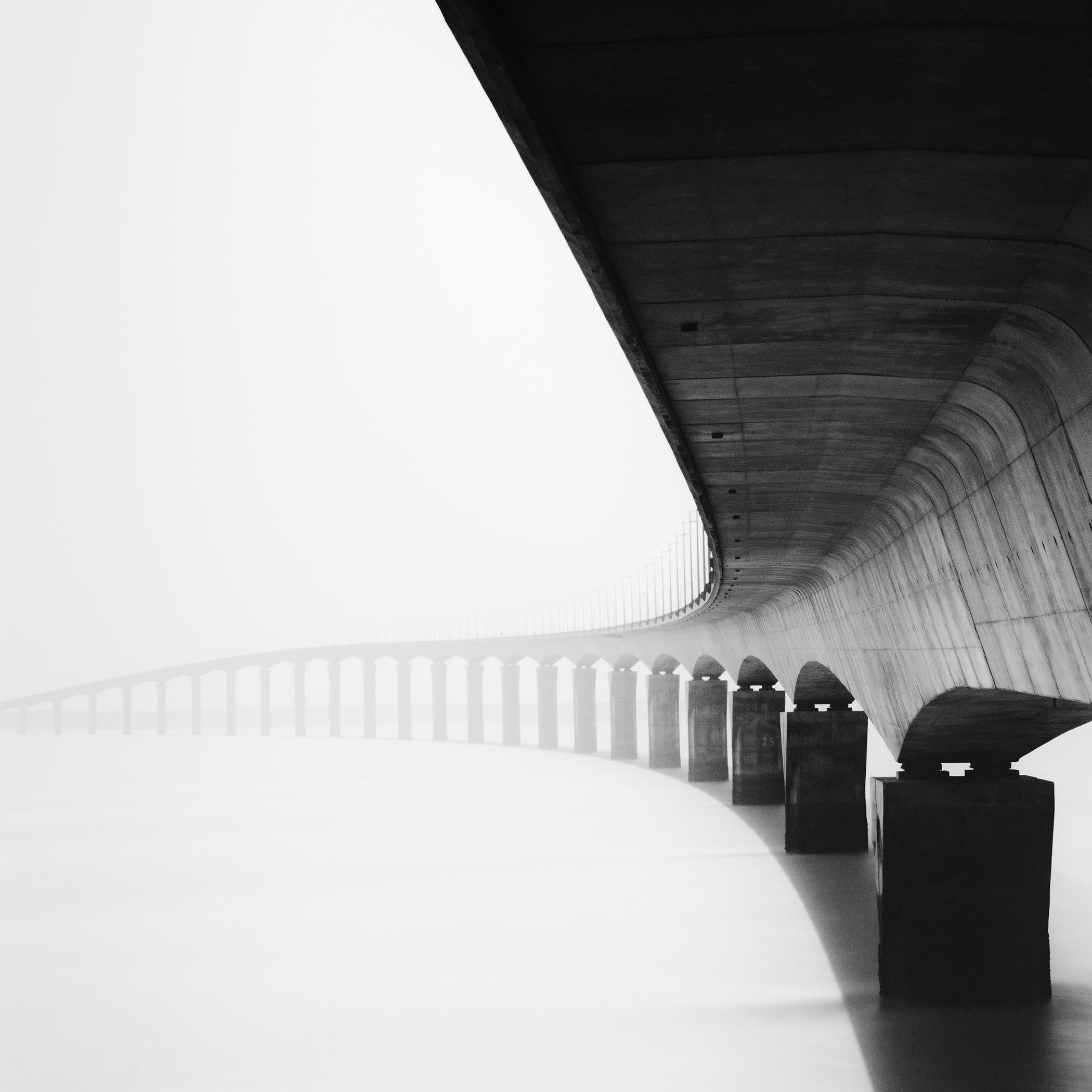 Pont de Ile de Re Bridge, black and white photograph, limited edition, landscape