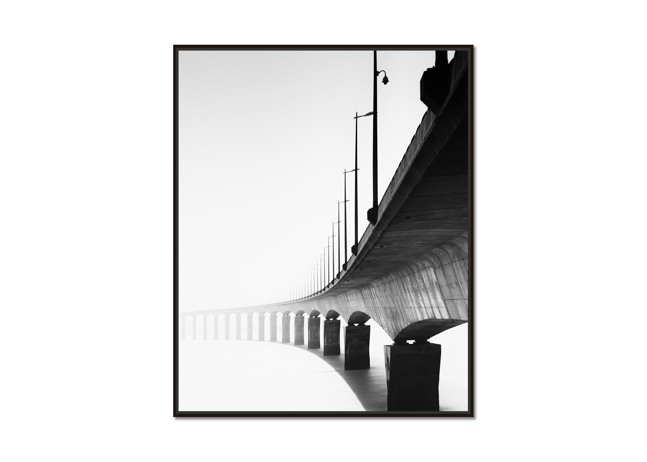 Pont de Ile de Re bridge France black white fine art cityscape photography print - Photograph by Gerald Berghammer