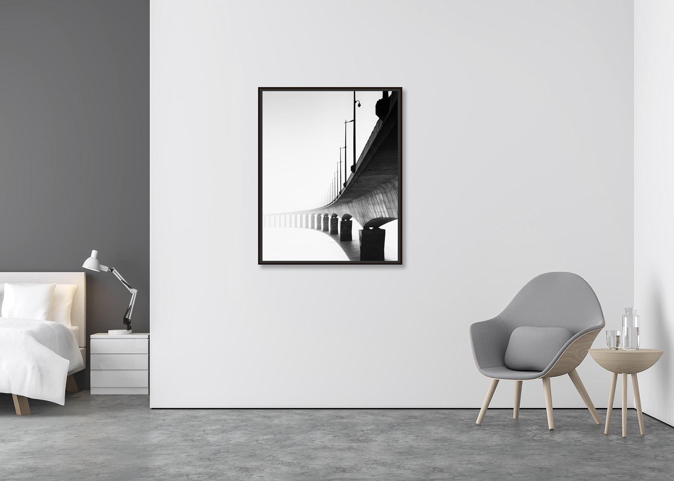 Pont de Ile de Re bridge France black white fine art cityscape photography print - Contemporary Photograph by Gerald Berghammer