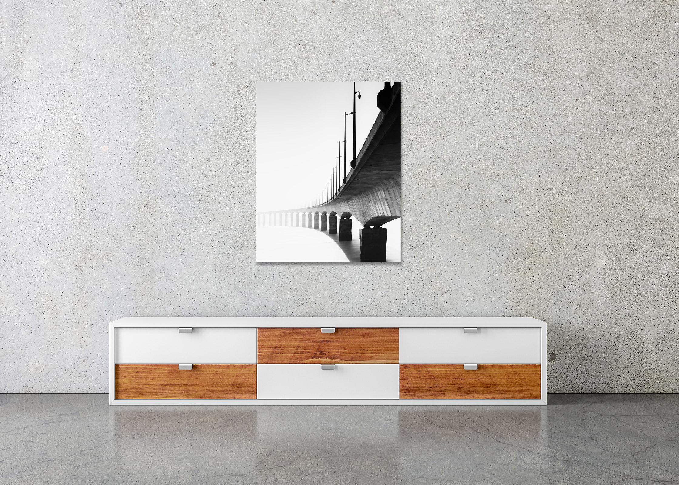 Pont de Ile de Re bridge France black white fine art cityscape photography print For Sale 2