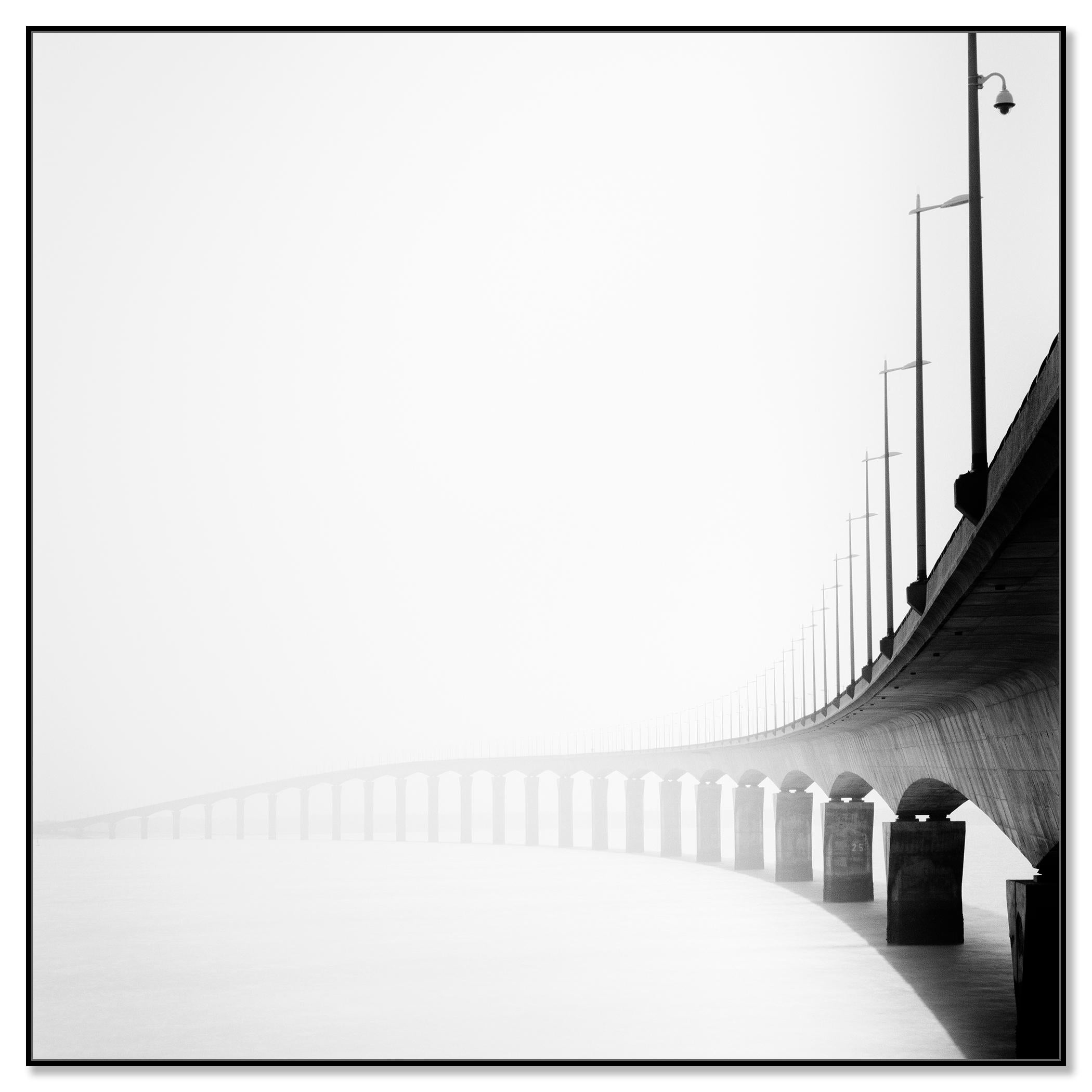 Pont de Ile de Re Bridge, black and white photography, fine art landscape - Contemporary Photograph by Gerald Berghammer