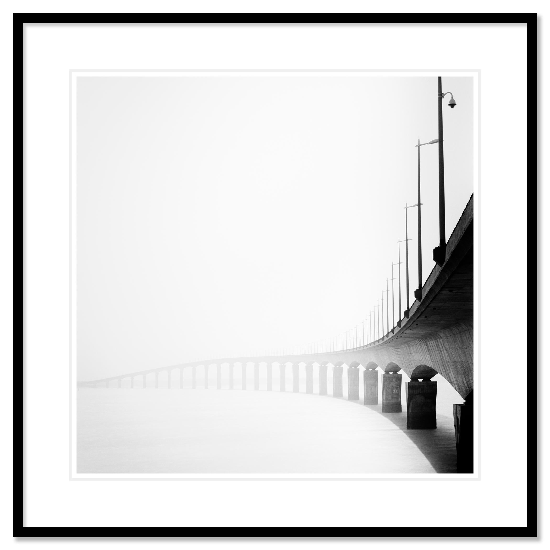 Pont de Ile de Re Bridge, black and white photography, fine art landscape For Sale 1