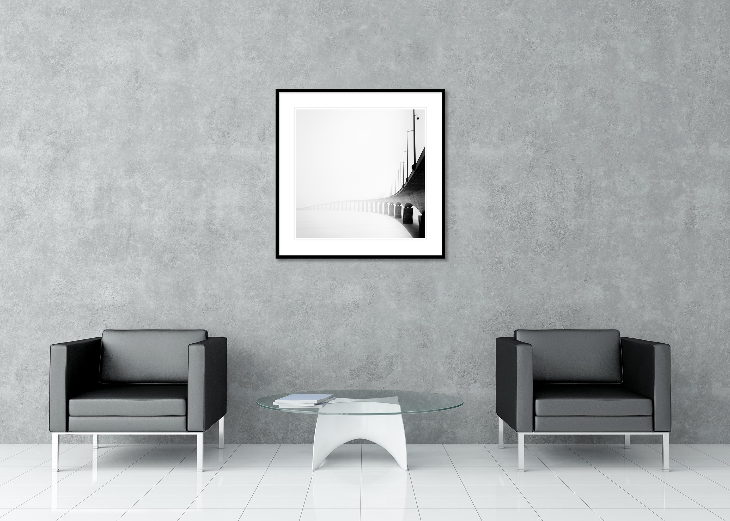 Pont de Ile de Re Bridge, black and white photography, fine art landscape For Sale 2