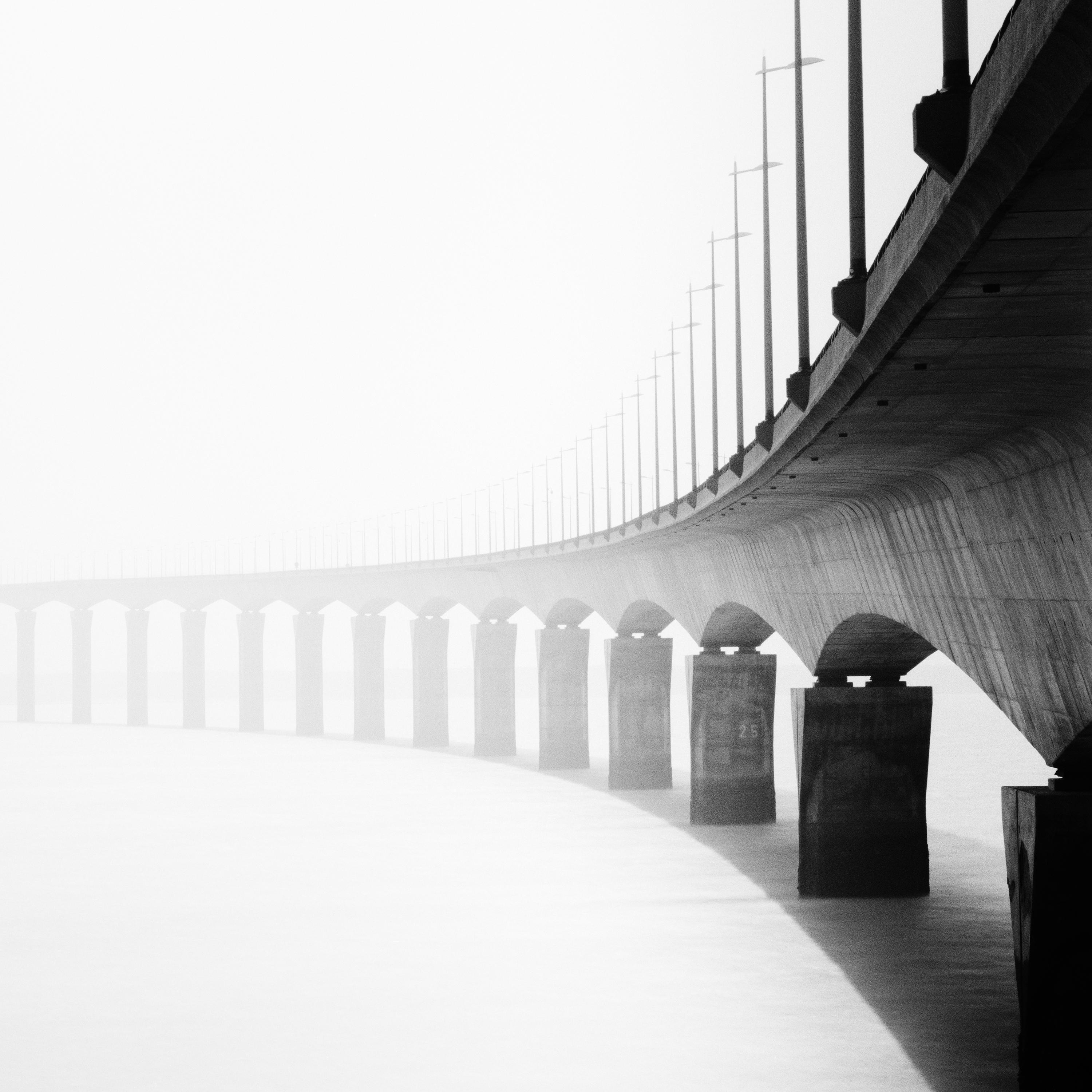 Pont de Pont Ile de Re Bridge, black and white photography, fine art landscape For Sale 3