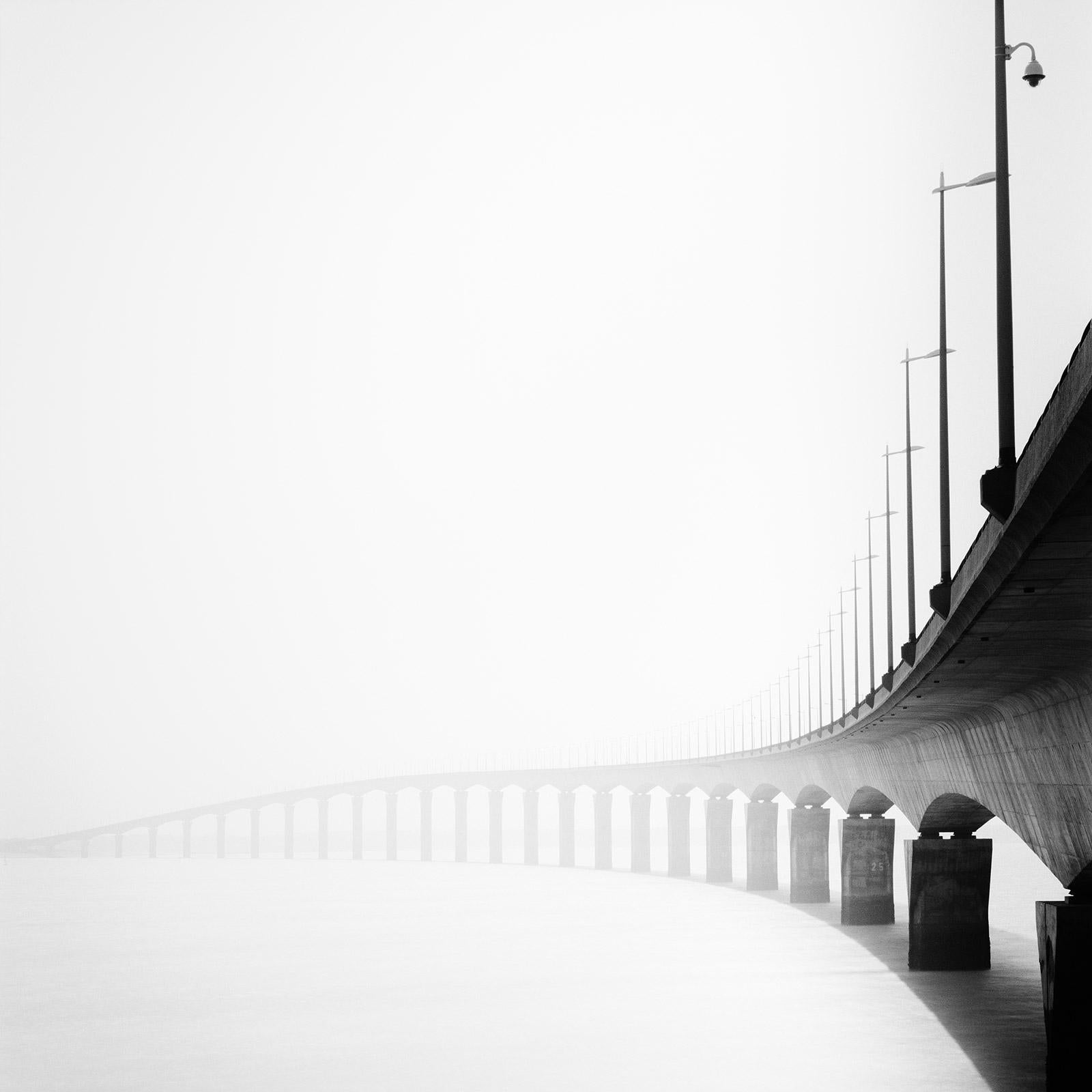 Gerald Berghammer Landscape Photograph - Pont de Pont Ile de Re Bridge, black and white photography, fine art landscape