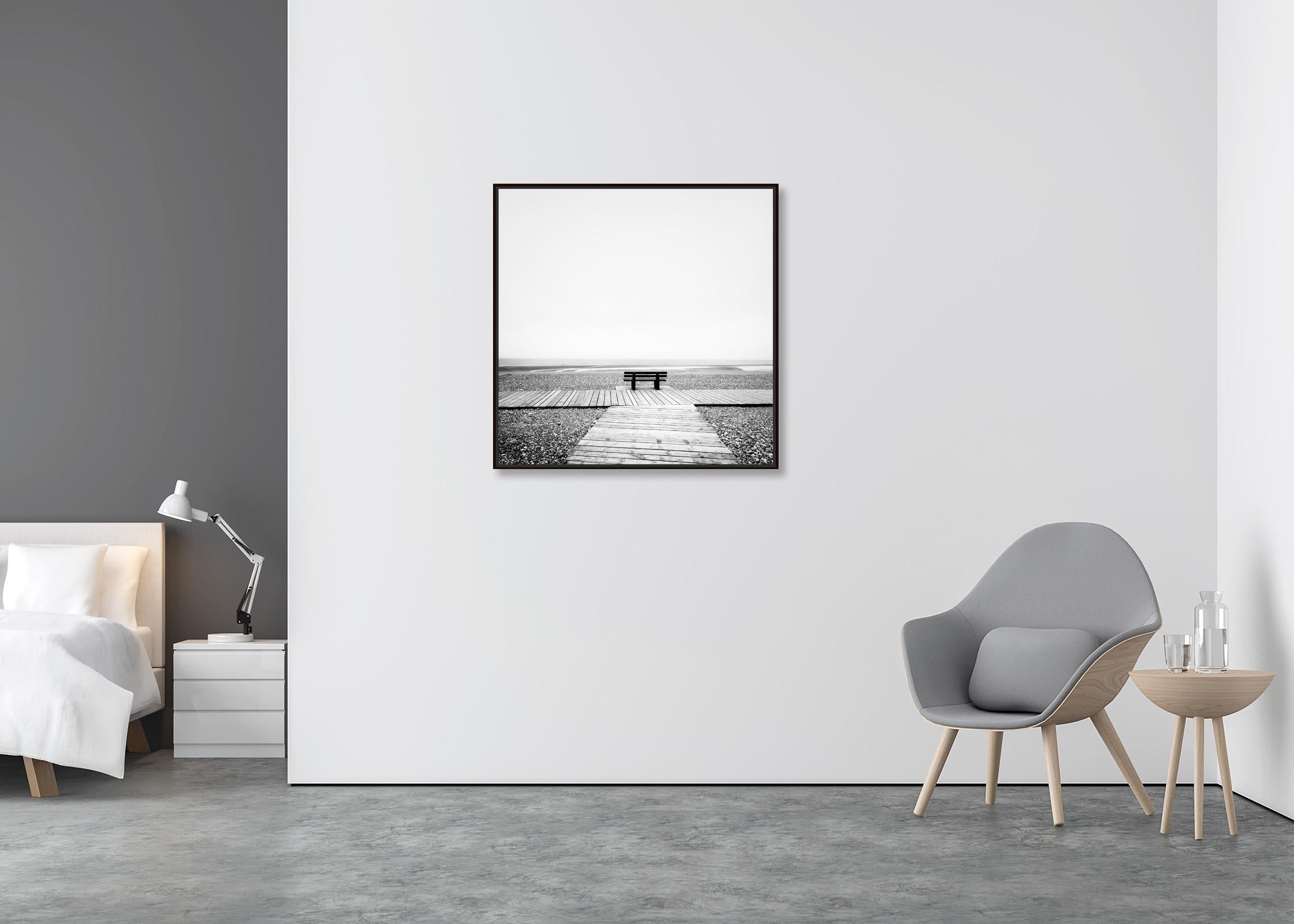 Relaxing Point, beach life, France, black white fine art landscape photography  - Contemporary Photograph by Gerald Berghammer