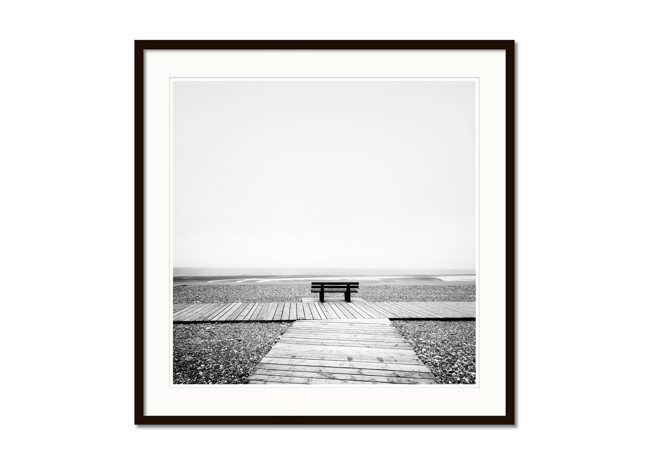 Relaxing Point, beach life, France, black white fine art landscape photography  - Gray Landscape Photograph by Gerald Berghammer