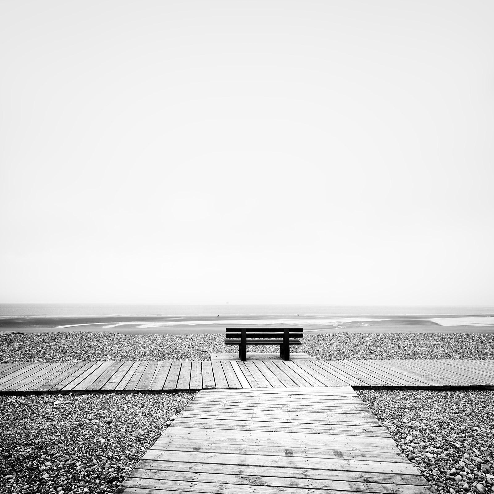 Gerald Berghammer Landscape Photograph - Relaxing Point, beach life, France, black white fine art landscape photography 
