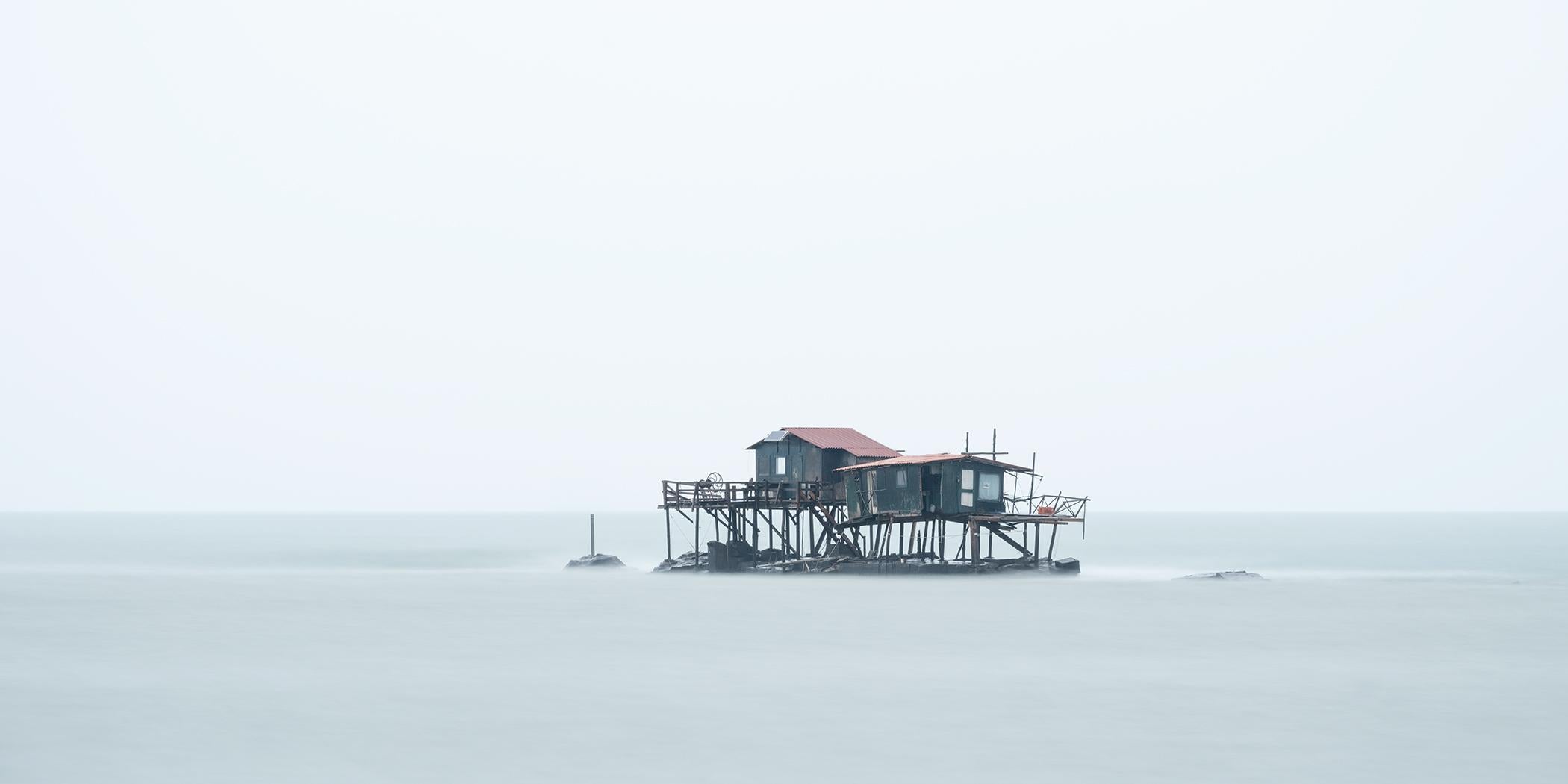 Gerald Berghammer Landscape Photograph - Retoni, Fishermans hut in the middle of nowhere - panorama color photography