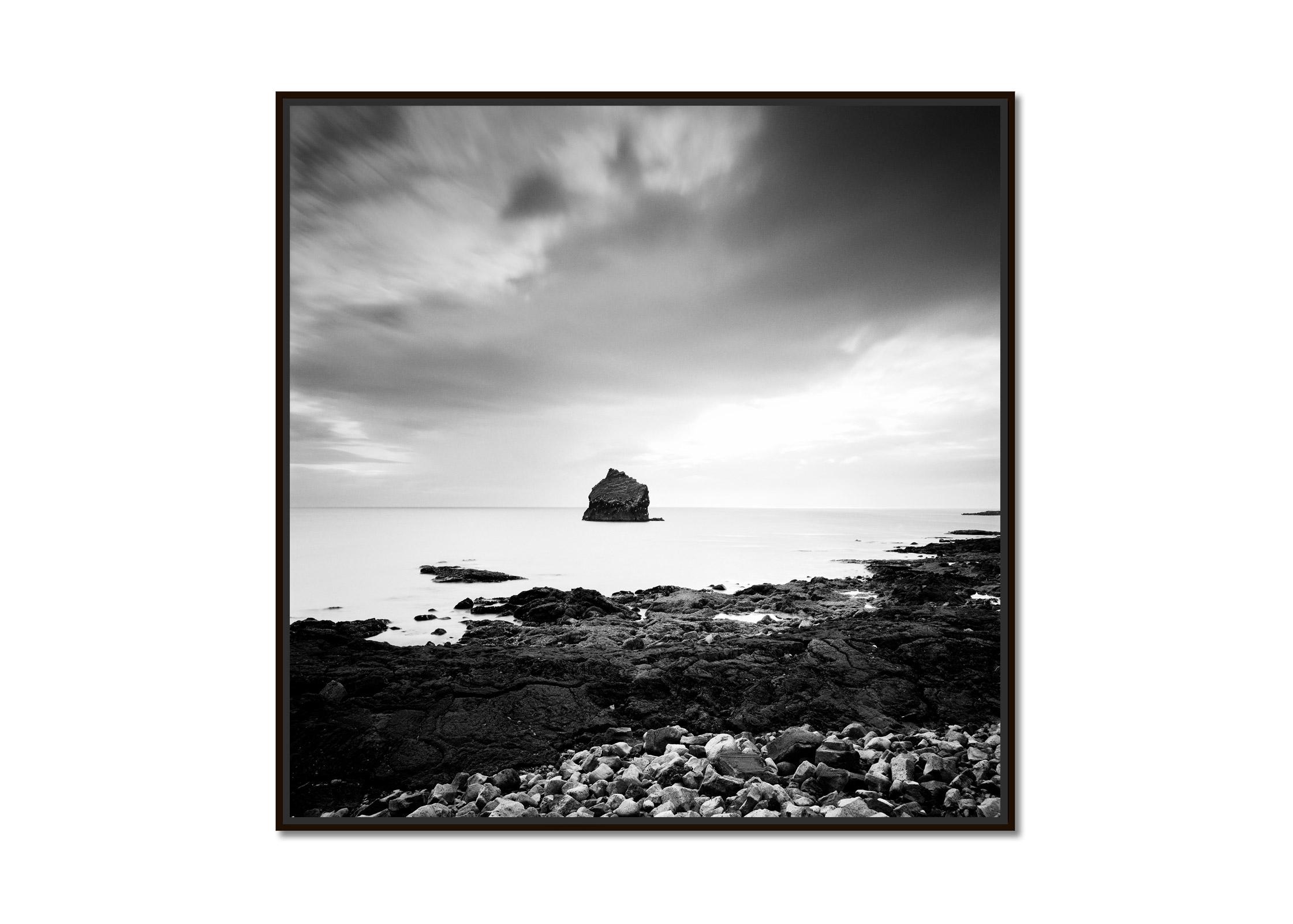 Reykjanes, Black Lava Beach, Iceland, Black and White landscape art photography - Photograph by Gerald Berghammer