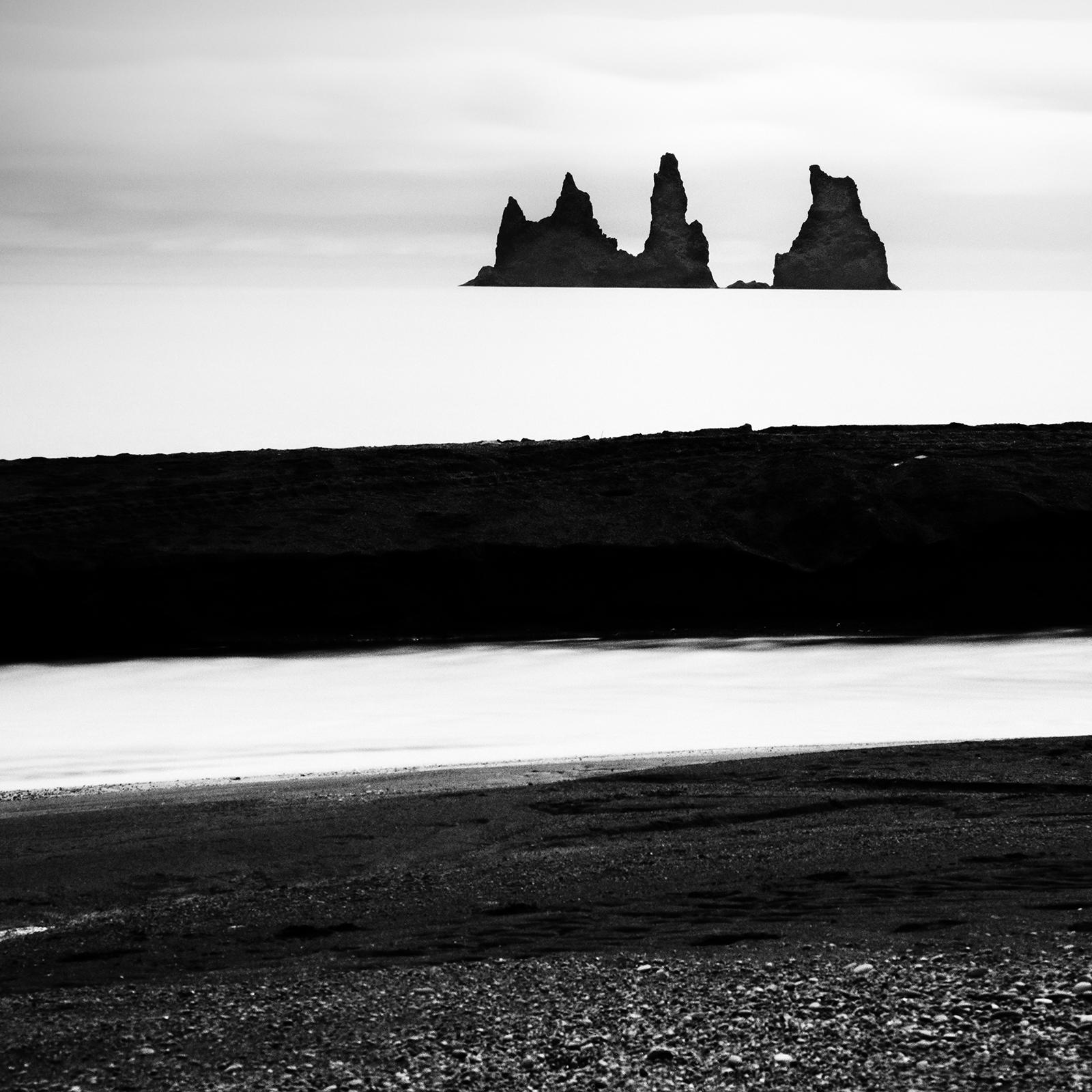 Reynisdrangar, Black Sand Beach, Iceland, black and white photography, landscape For Sale 1