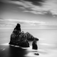 Ribeira da Janela rocks, Shoreline, black and white art photography, landscape