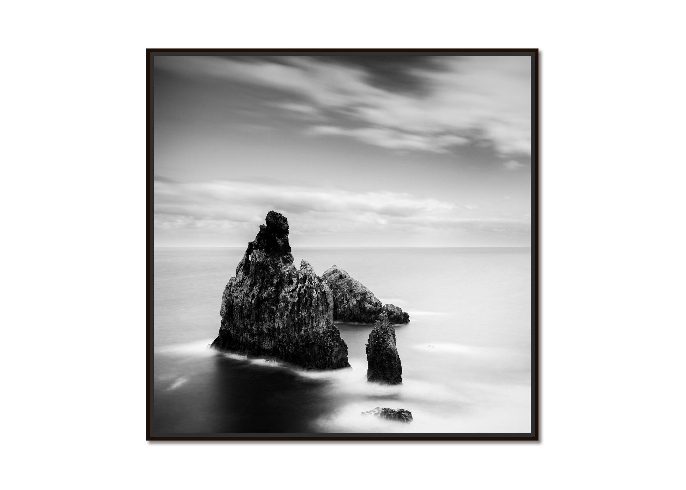 Ribeira da Janela Rocks, shoreline, black and white art waterscape photography - Photograph de Gerald Berghammer