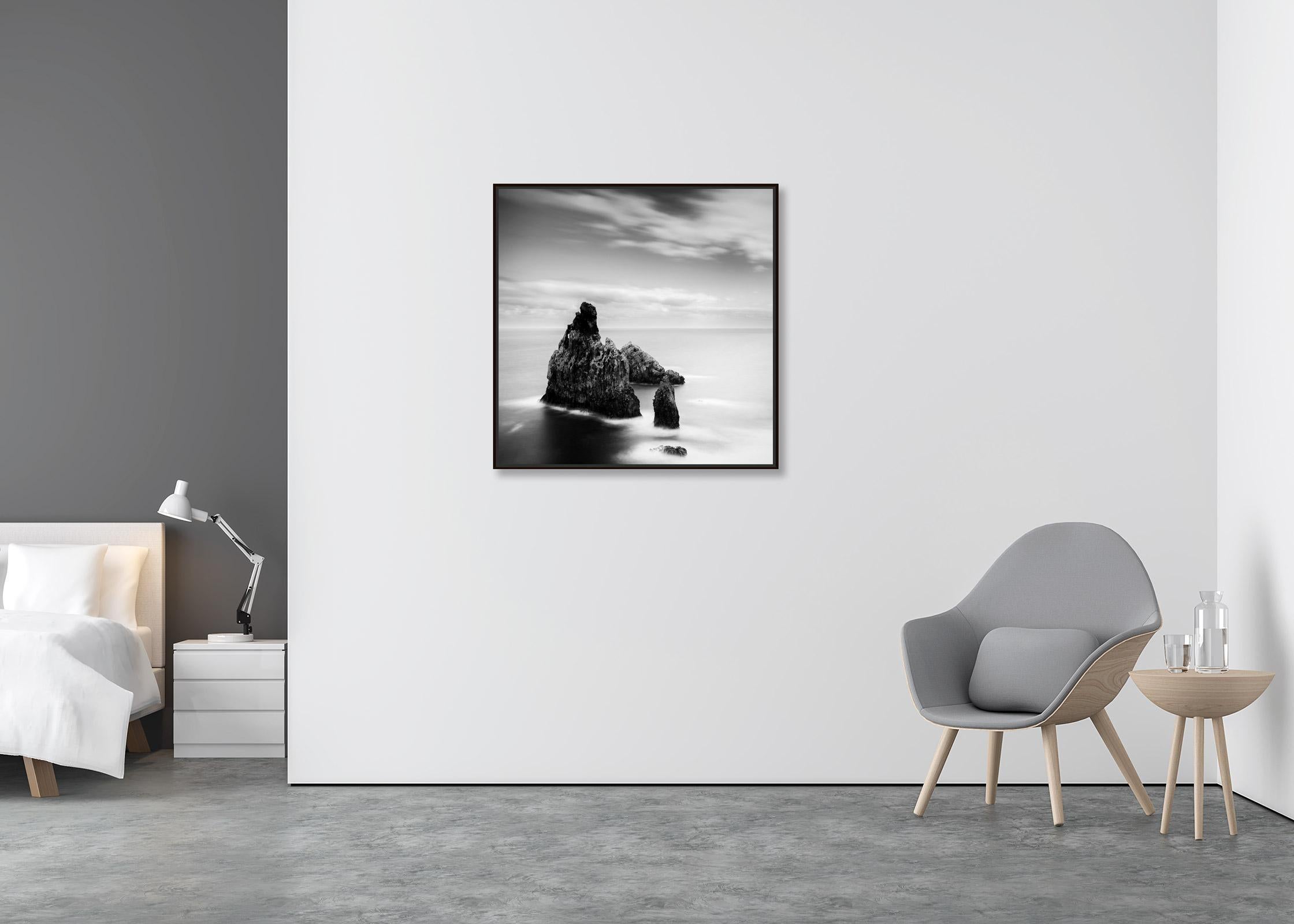 Ribeira da Janela Rocks, shoreline, black and white art waterscape photography - Contemporary Photograph by Gerald Berghammer