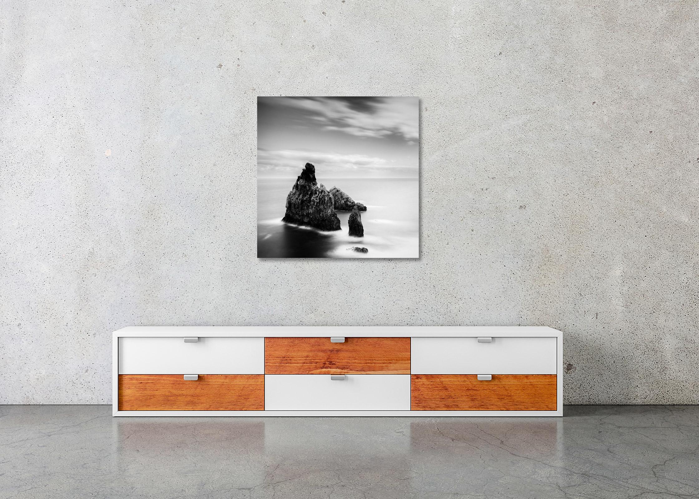 Ribeira da Janela Rocks, shoreline, black and white art waterscape photography For Sale 2