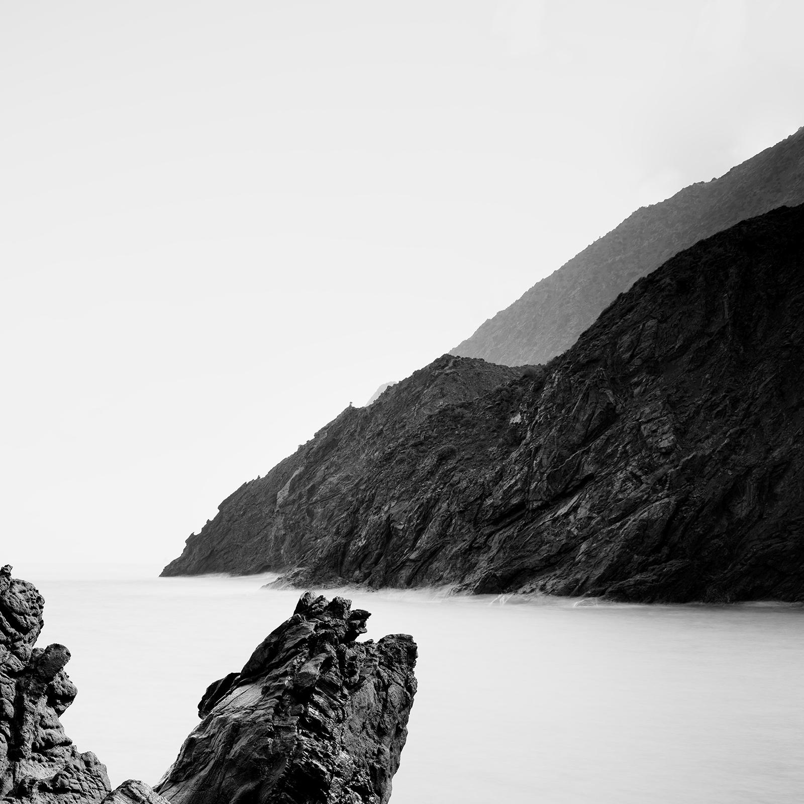 Rock Formation on the Beach, La Gomera, Spain, black and white landscape print For Sale 5