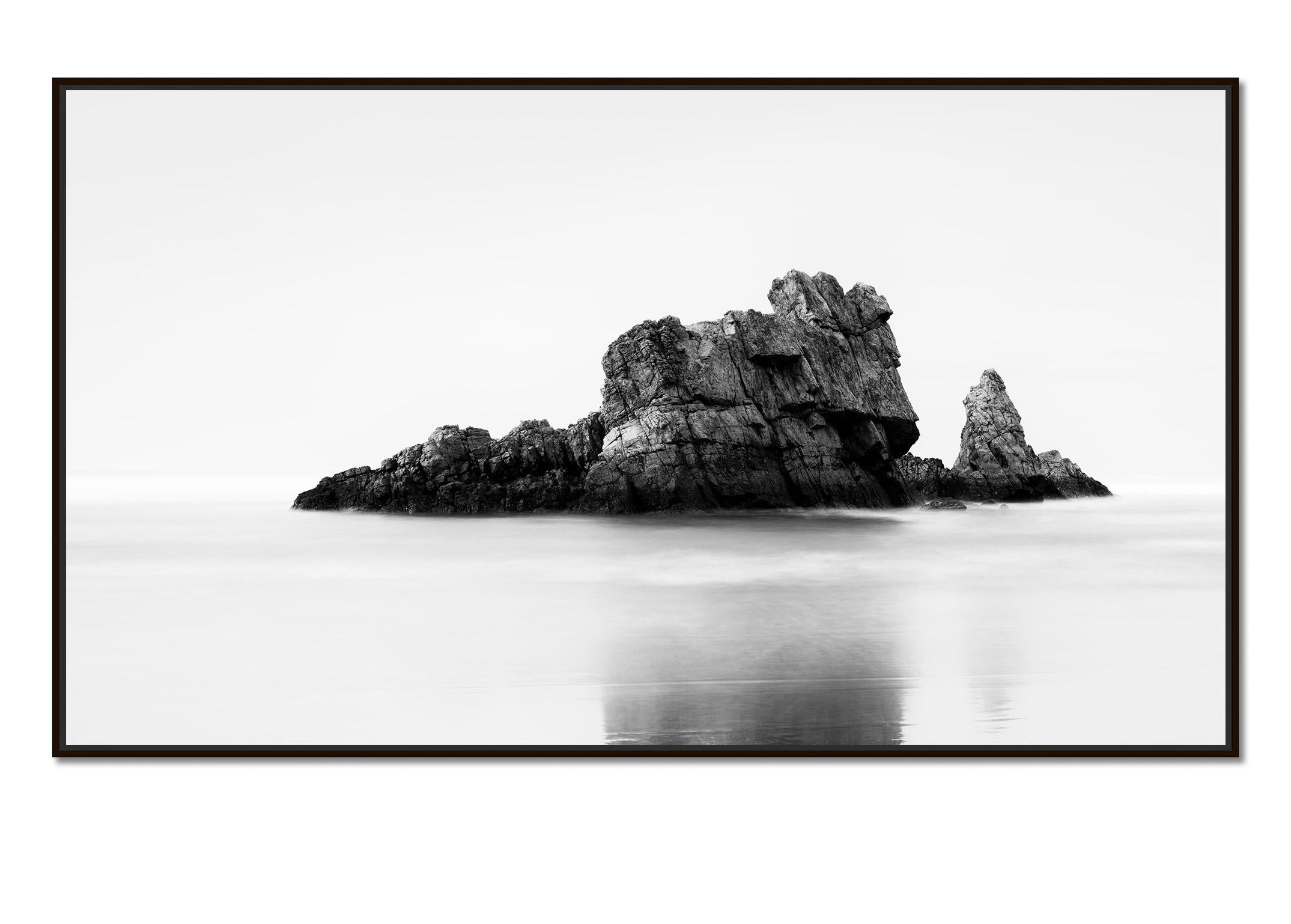 Rock on the Beach Panorama, monochrome photograph, landscape, limited edition - Photograph by Gerald Berghammer