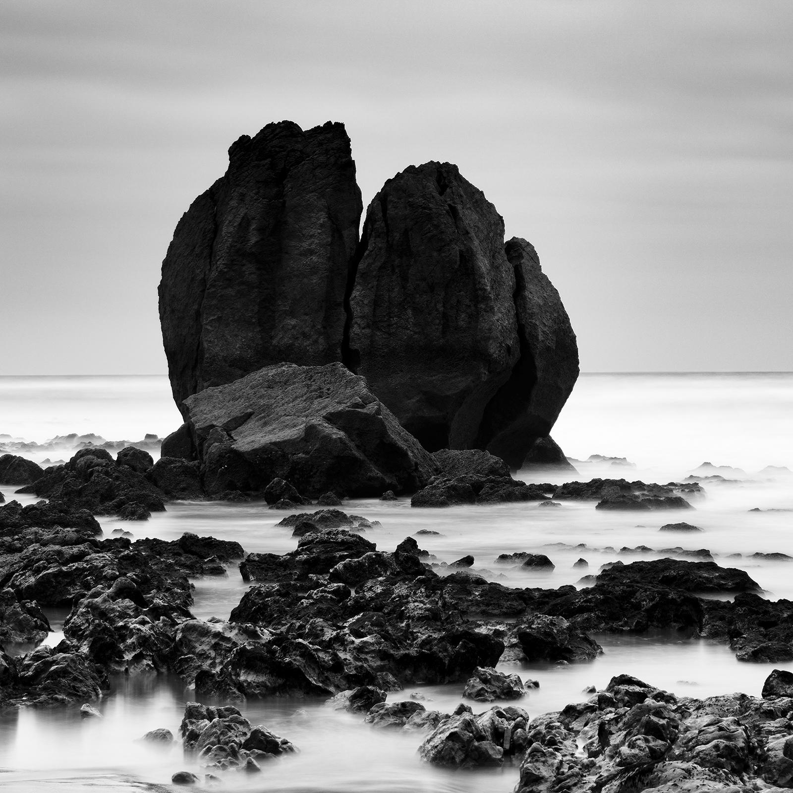 Rocks on the Shore, sandy beach, black and white fine art photography, landscape For Sale 3