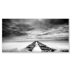 Rock Pier Panorama - black and white photography - seascape