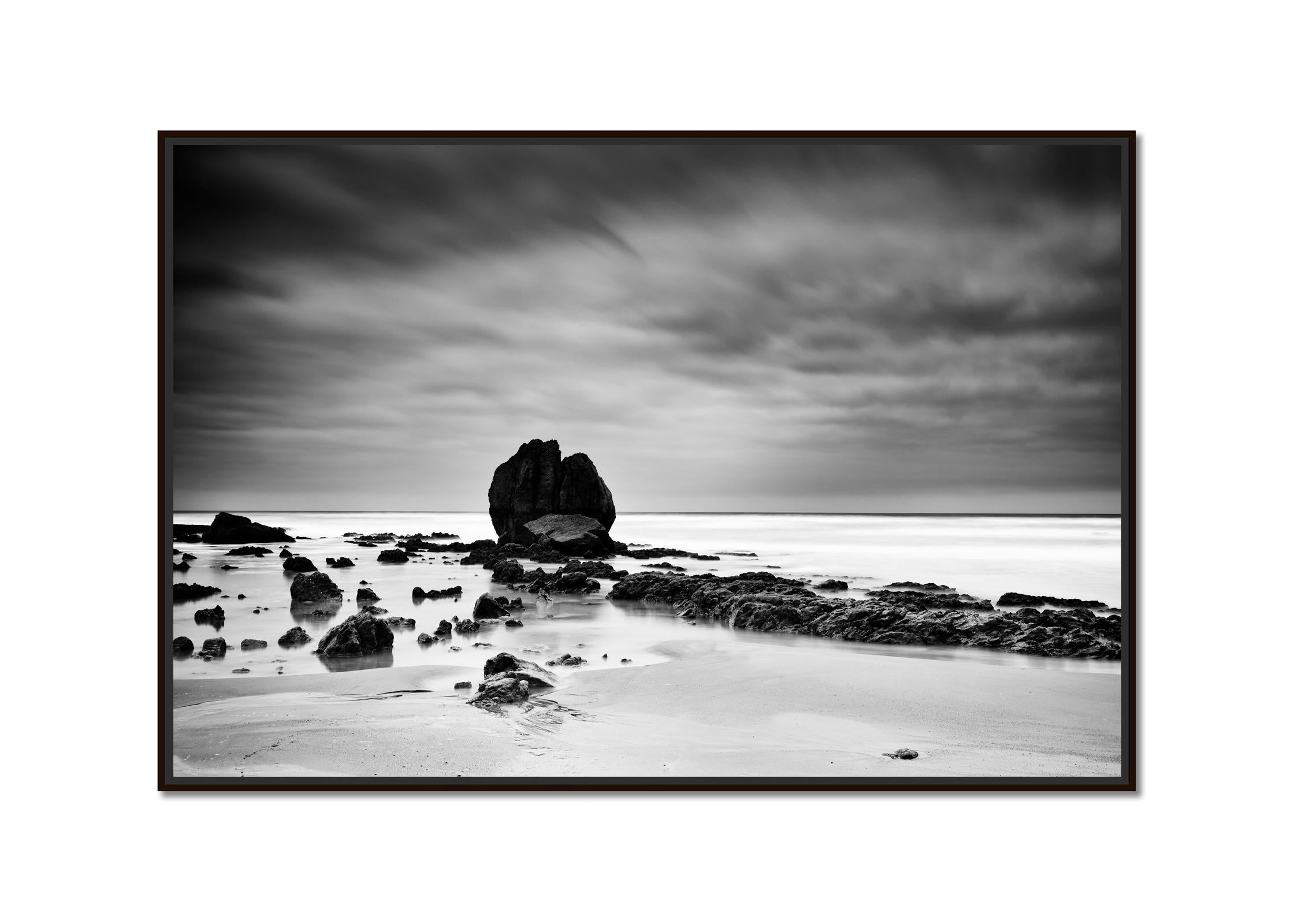Rocks on the Shore, beach, Atlantic Coast, France, black and white landscape  - Photograph by Gerald Berghammer