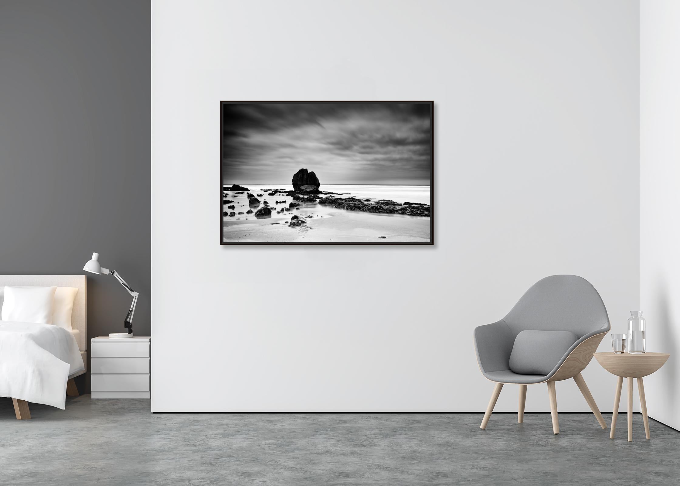 Rocks on the Shore, beach, Atlantic Coast, France, black and white landscape  - Contemporary Photograph by Gerald Berghammer