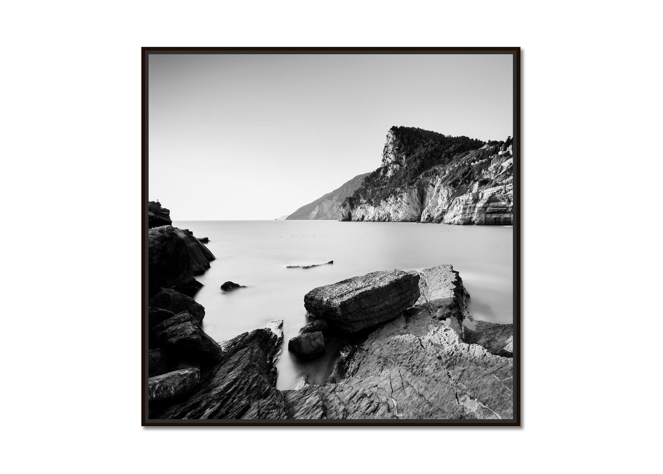 Rocky Coast of Porto Venere, Cinque Terre, black and white fine art photography - Photograph by Gerald Berghammer