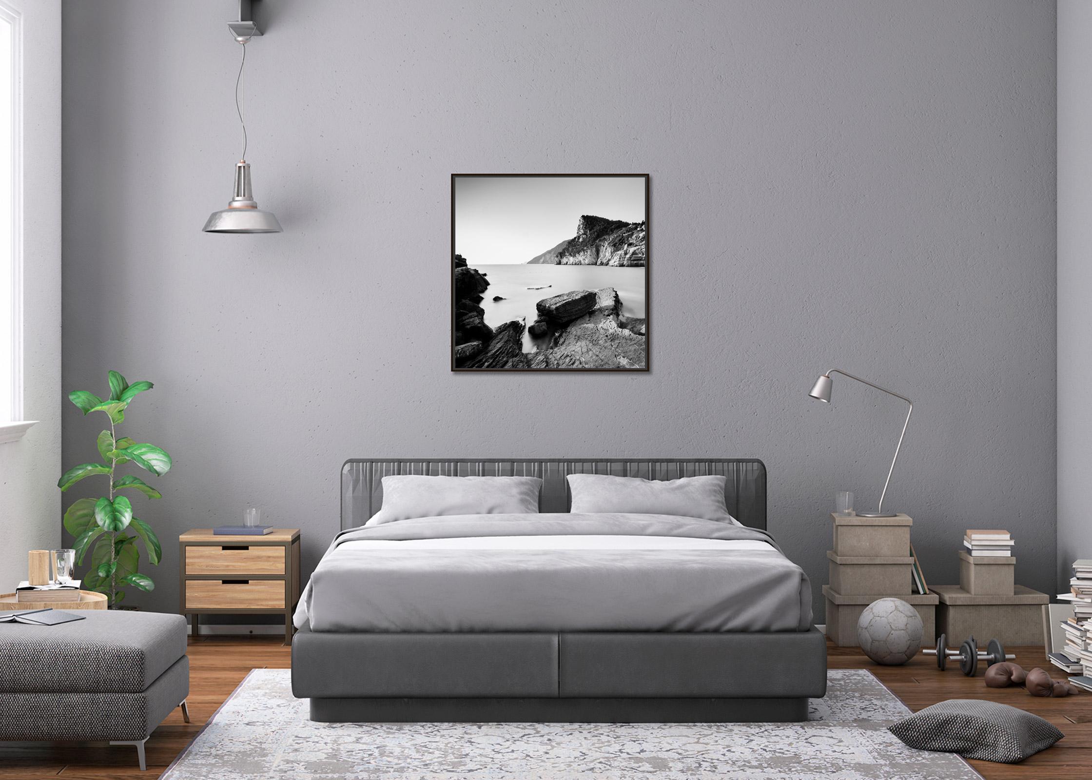 Rocky Coast of Porto Venere, Cinque Terre, black and white fine art photography For Sale 1