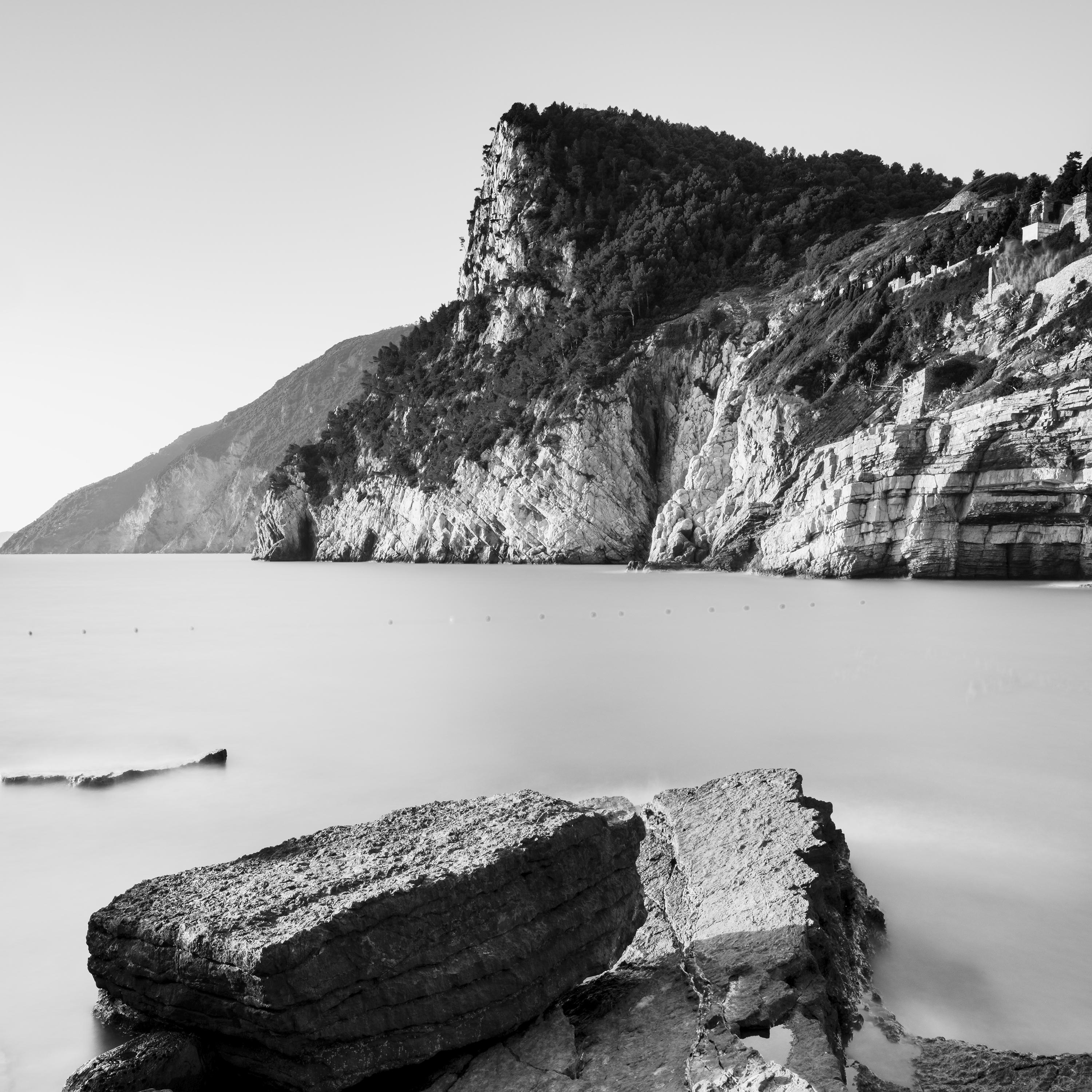 Rocky Coast of Porto Venere, Cinque Terre, black and white fine art photography For Sale 3