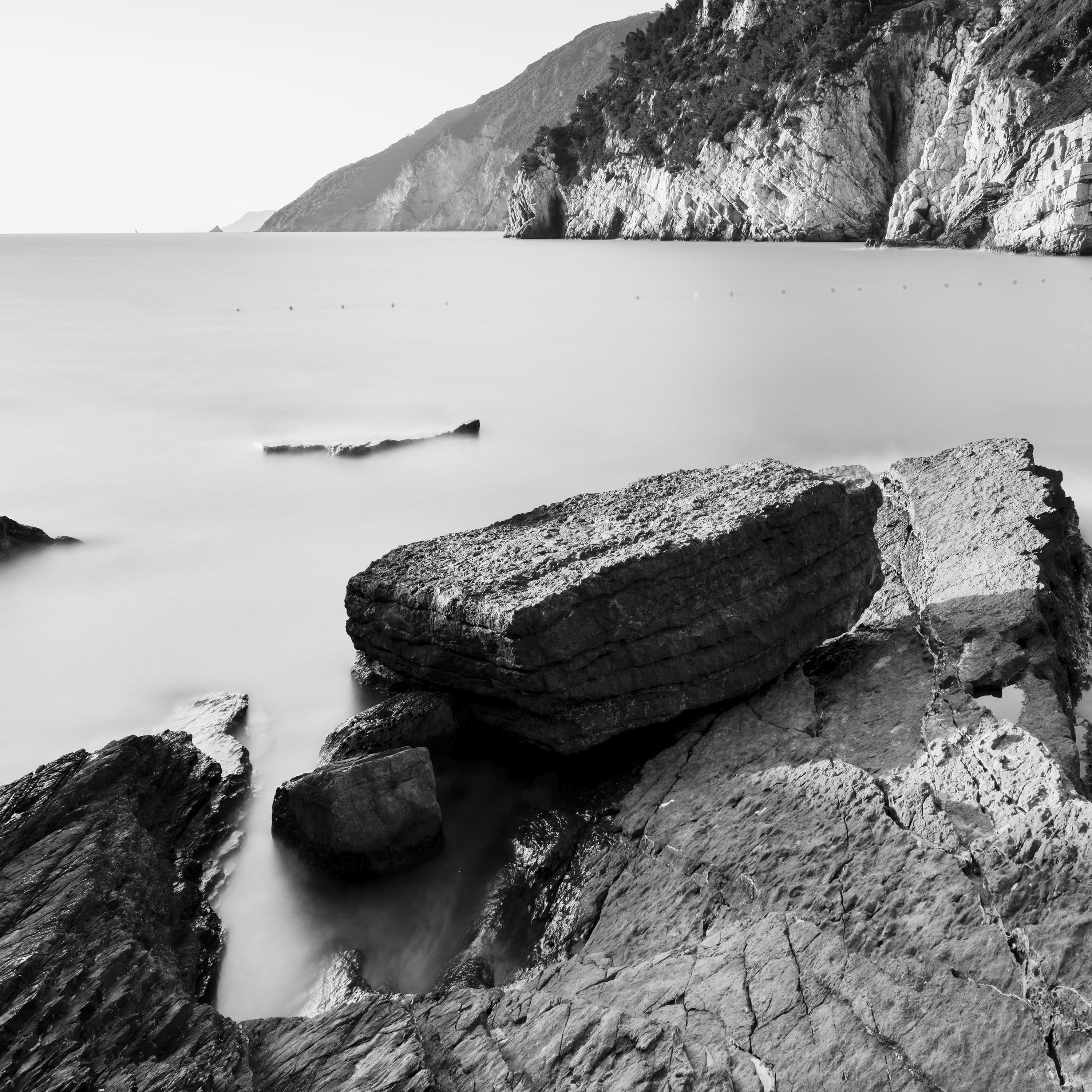 Rocky Coast of Porto Venere, Cinque Terre, black and white fine art photography For Sale 4