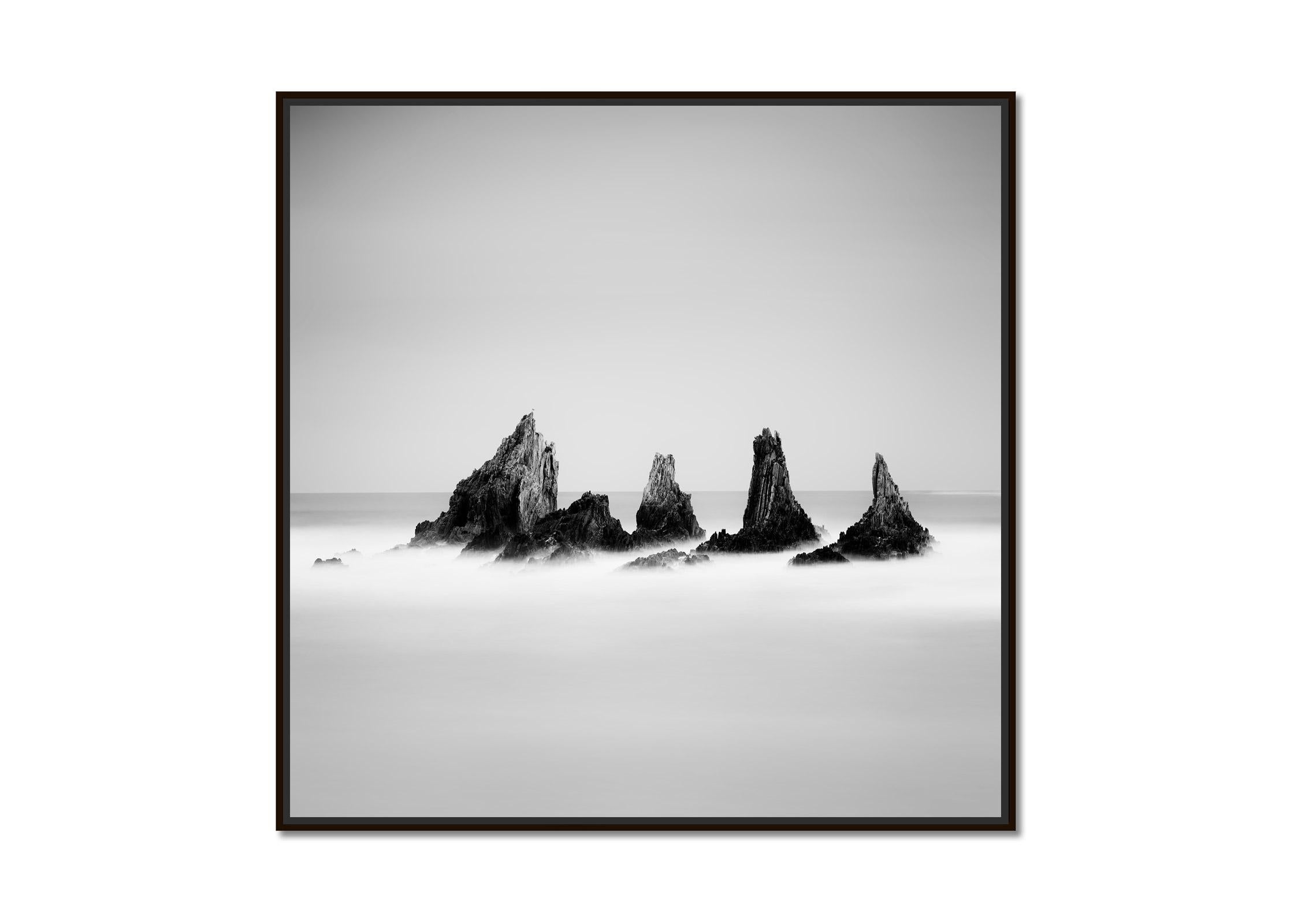 Rocky Peaks, Atlantic Ocean, Rock Formation, Spain, black and white, seascape - Photograph by Gerald Berghammer