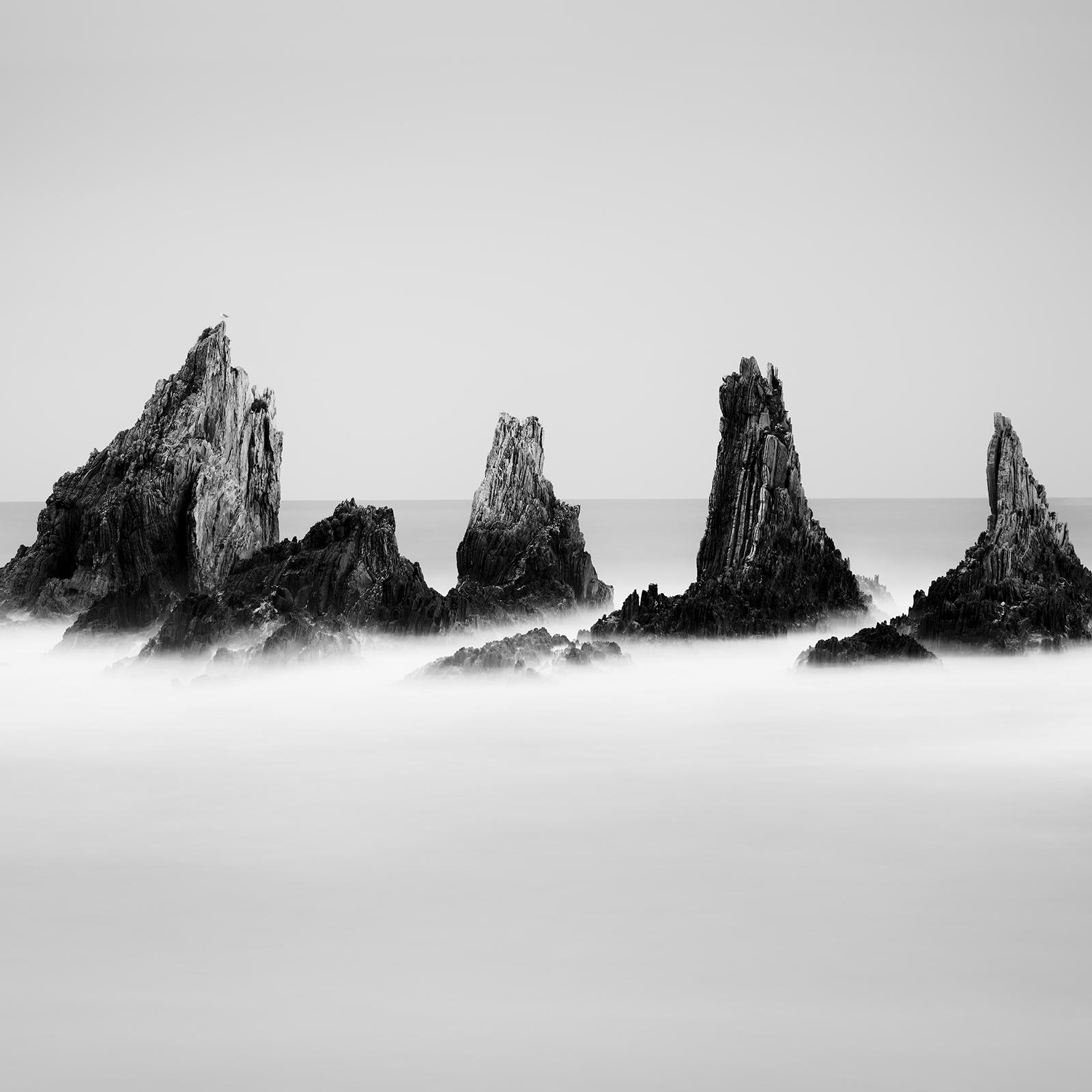 Rocky Peaks, Atlantic Ocean, Rock Formation, Spain, black and white, seascape For Sale 4