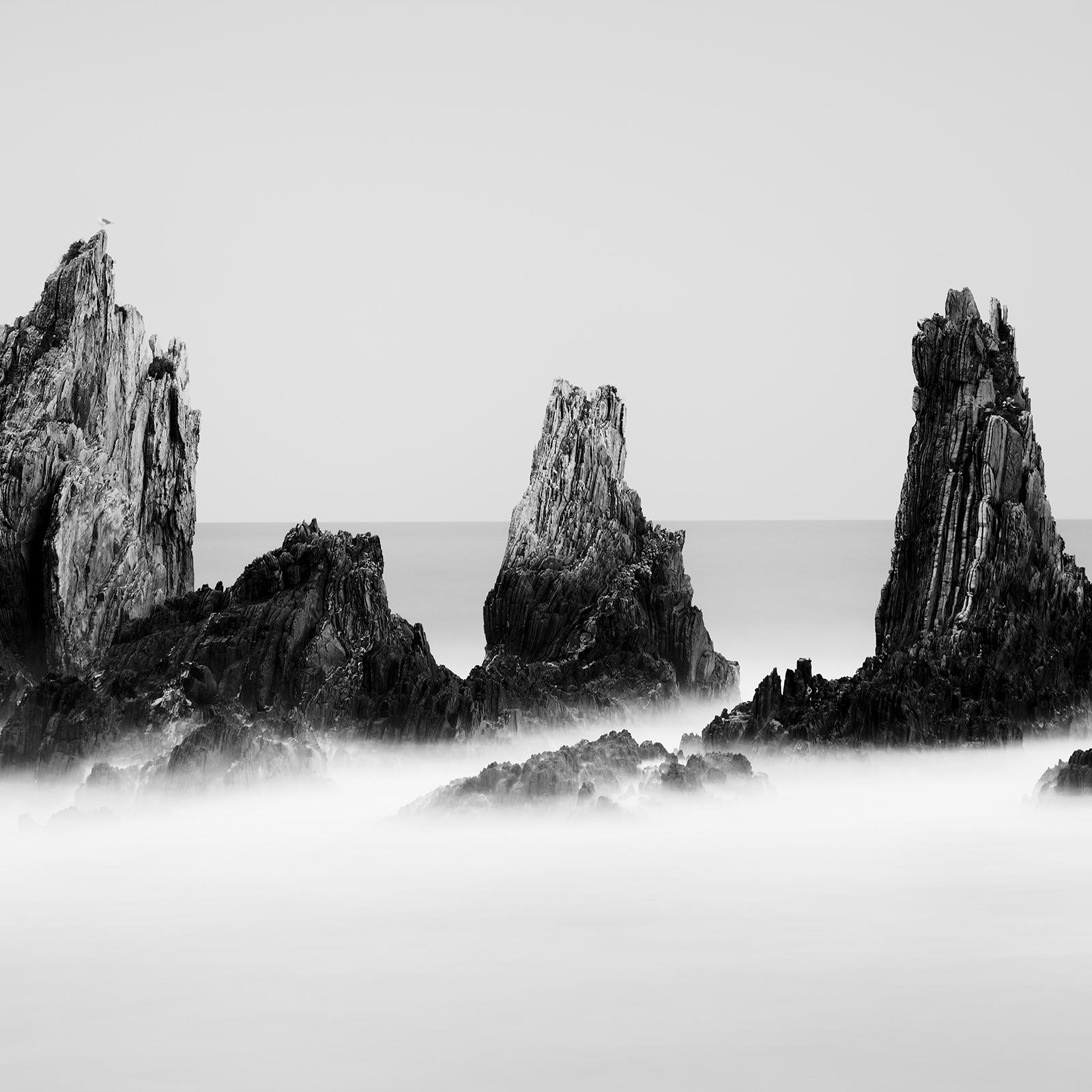 Rocky Peaks, Atlantic Ocean, Rock Formation, Spain, black and white, seascape For Sale 5