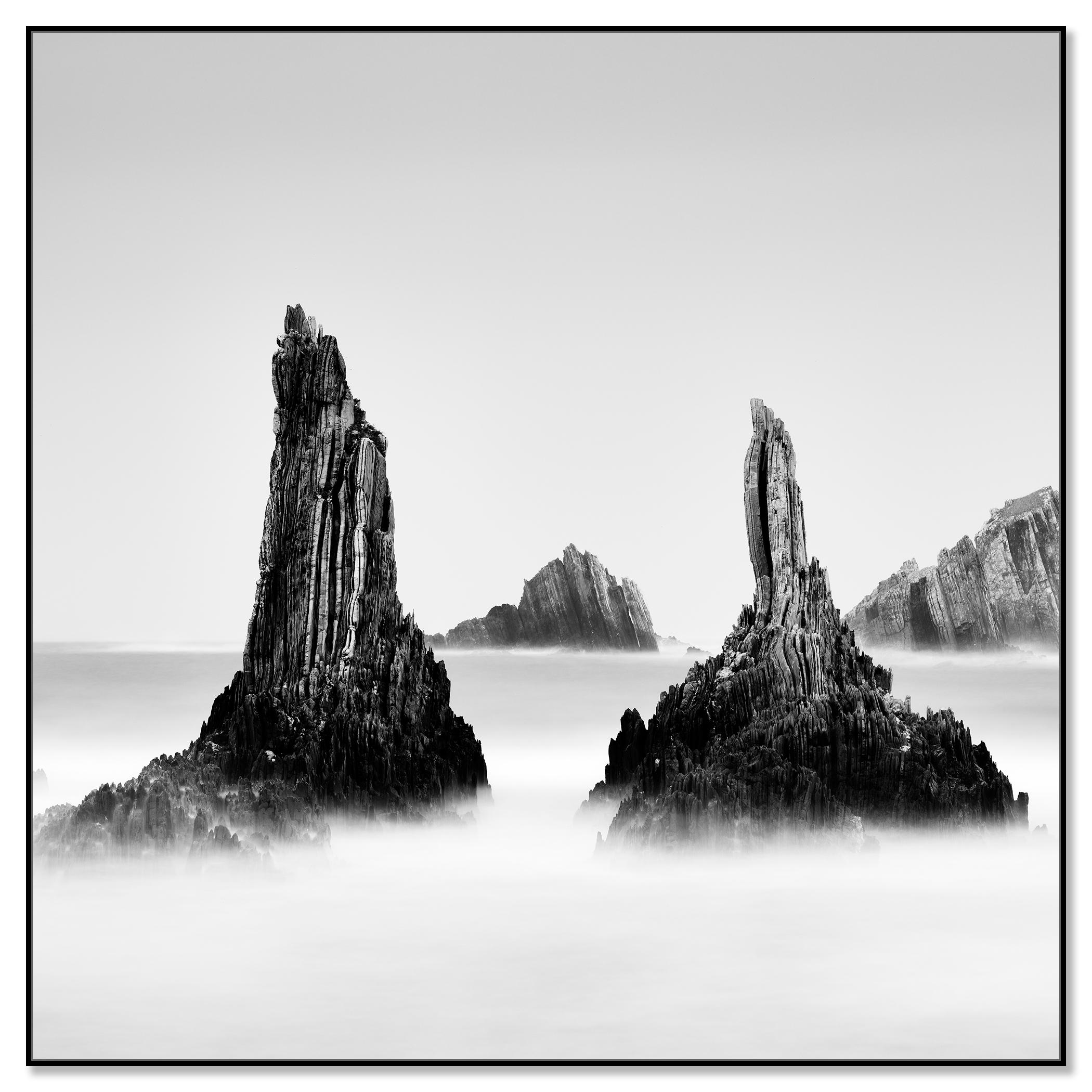 Rocky Peaks, monochrome photograph, minimalist seascape, limted edition print - Photograph by Gerald Berghammer