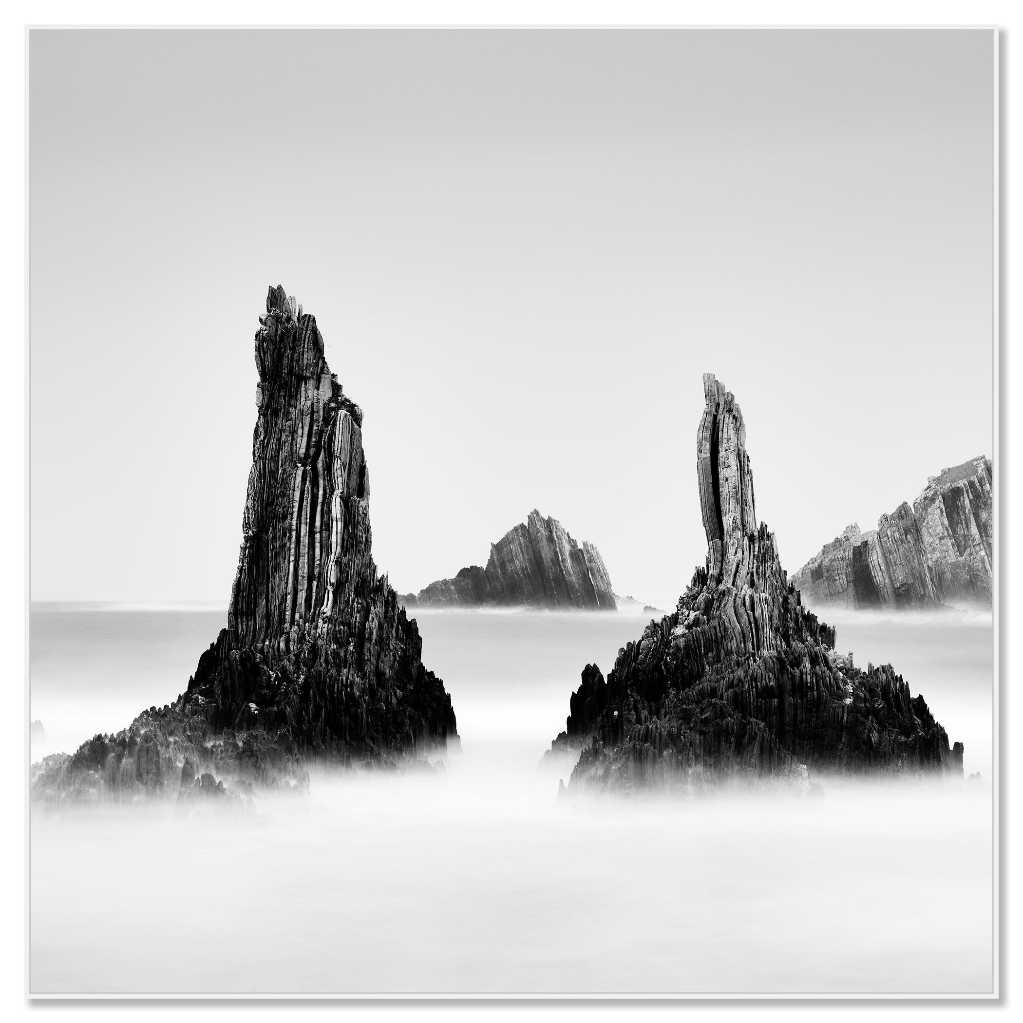 Rocky Peaks, monochrome photograph, minimalist seascape, limted edition print - Contemporary Photograph by Gerald Berghammer