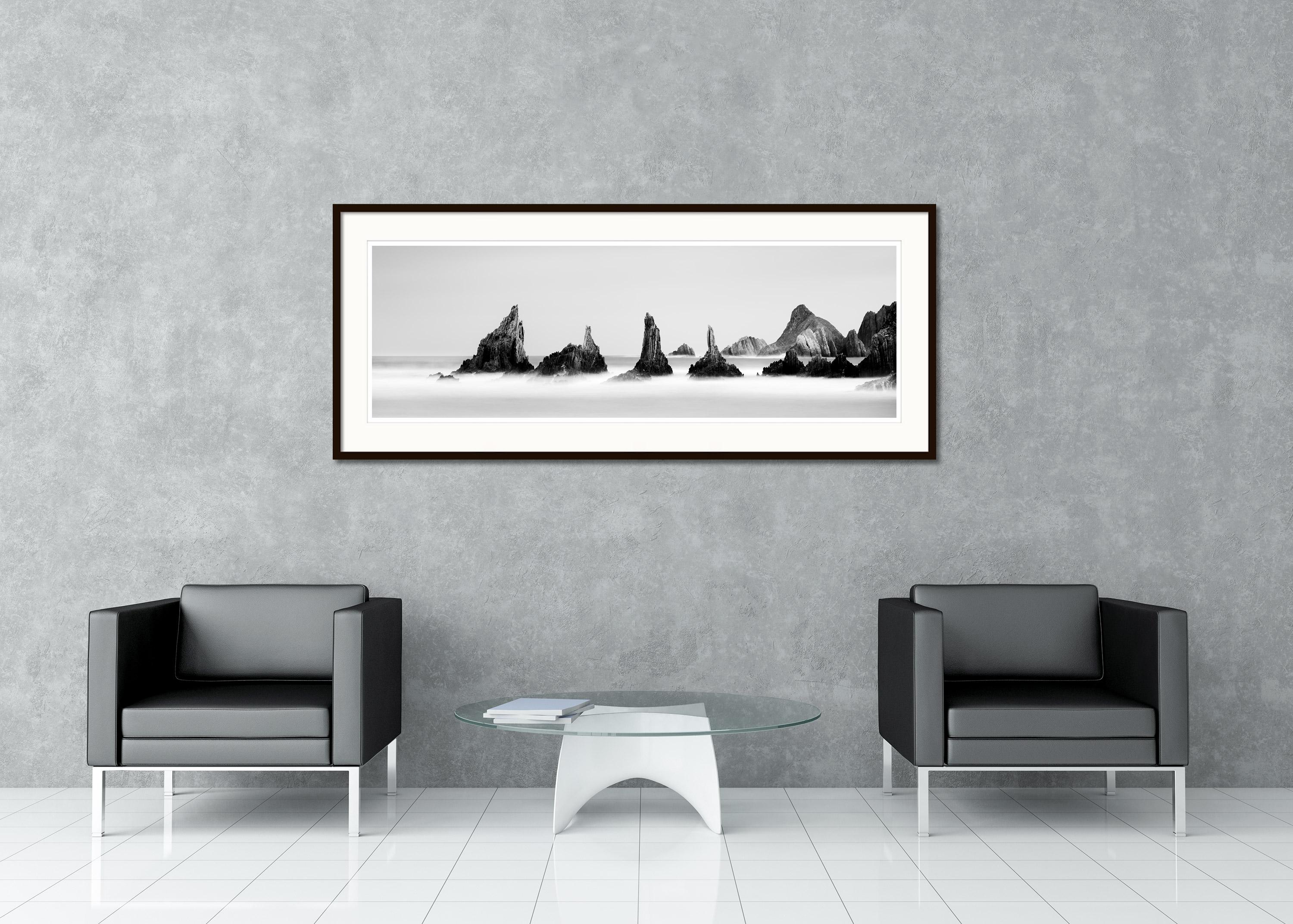 Rocky Peaks Panorama, Atlantic Coast, black and white, seascape, art photography For Sale 1