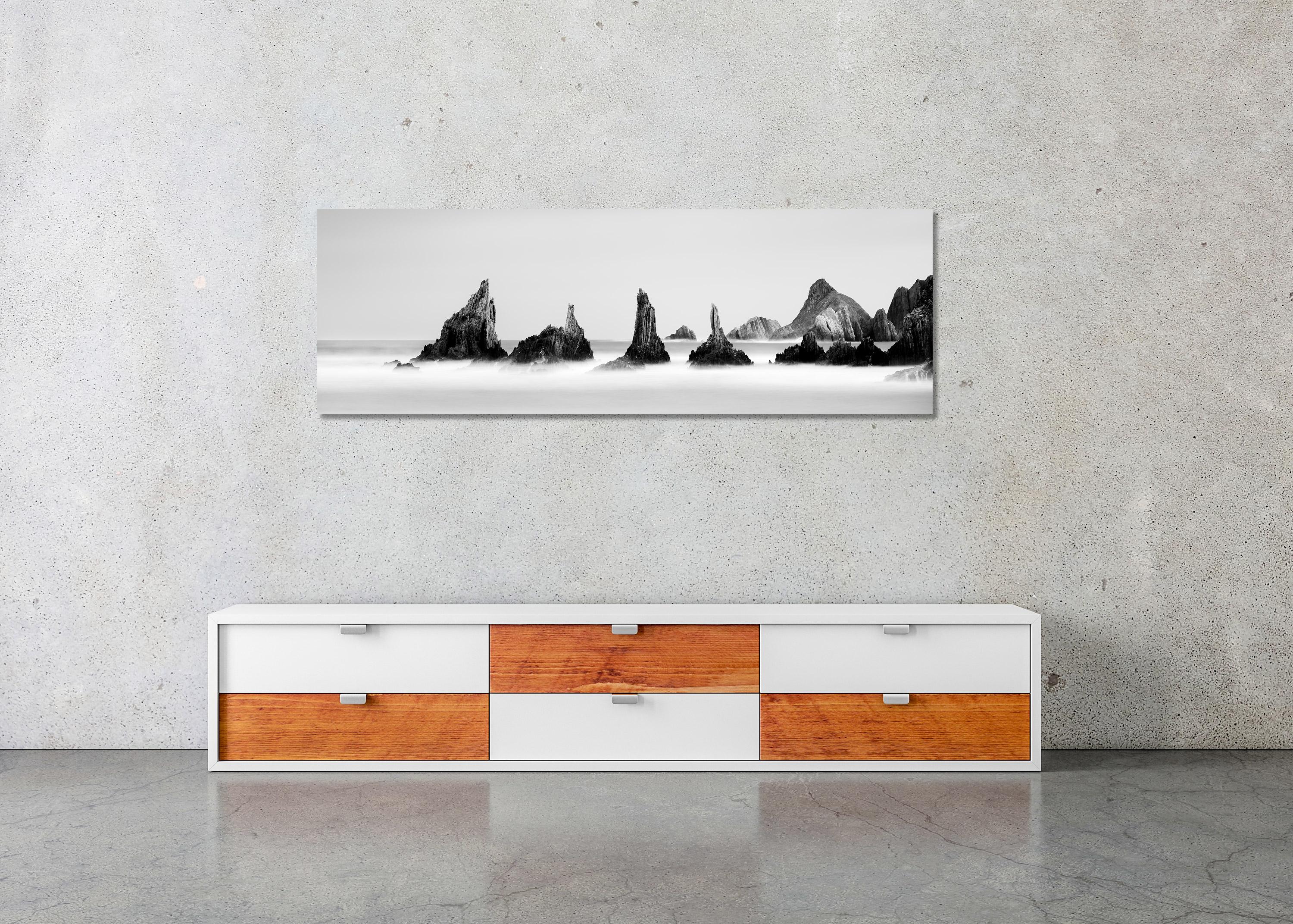 Rocky Peaks Panorama, Atlantic Coast, black and white, seascape, art photography For Sale 3