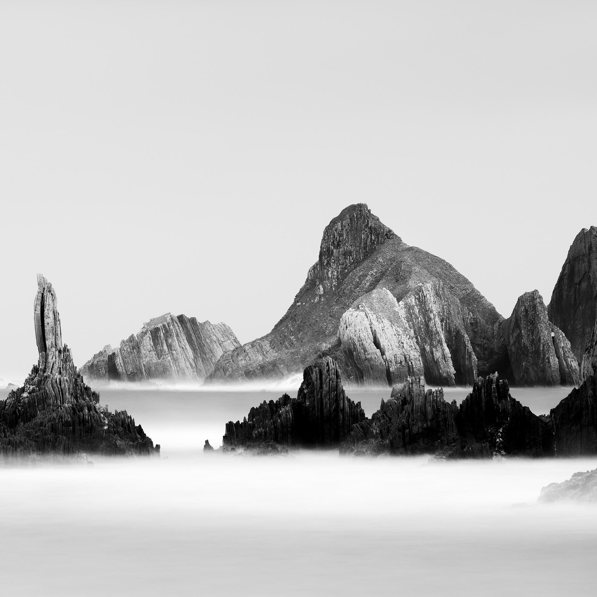 Rocky Peaks Panorama, black and white photography limited edition seascape For Sale 7