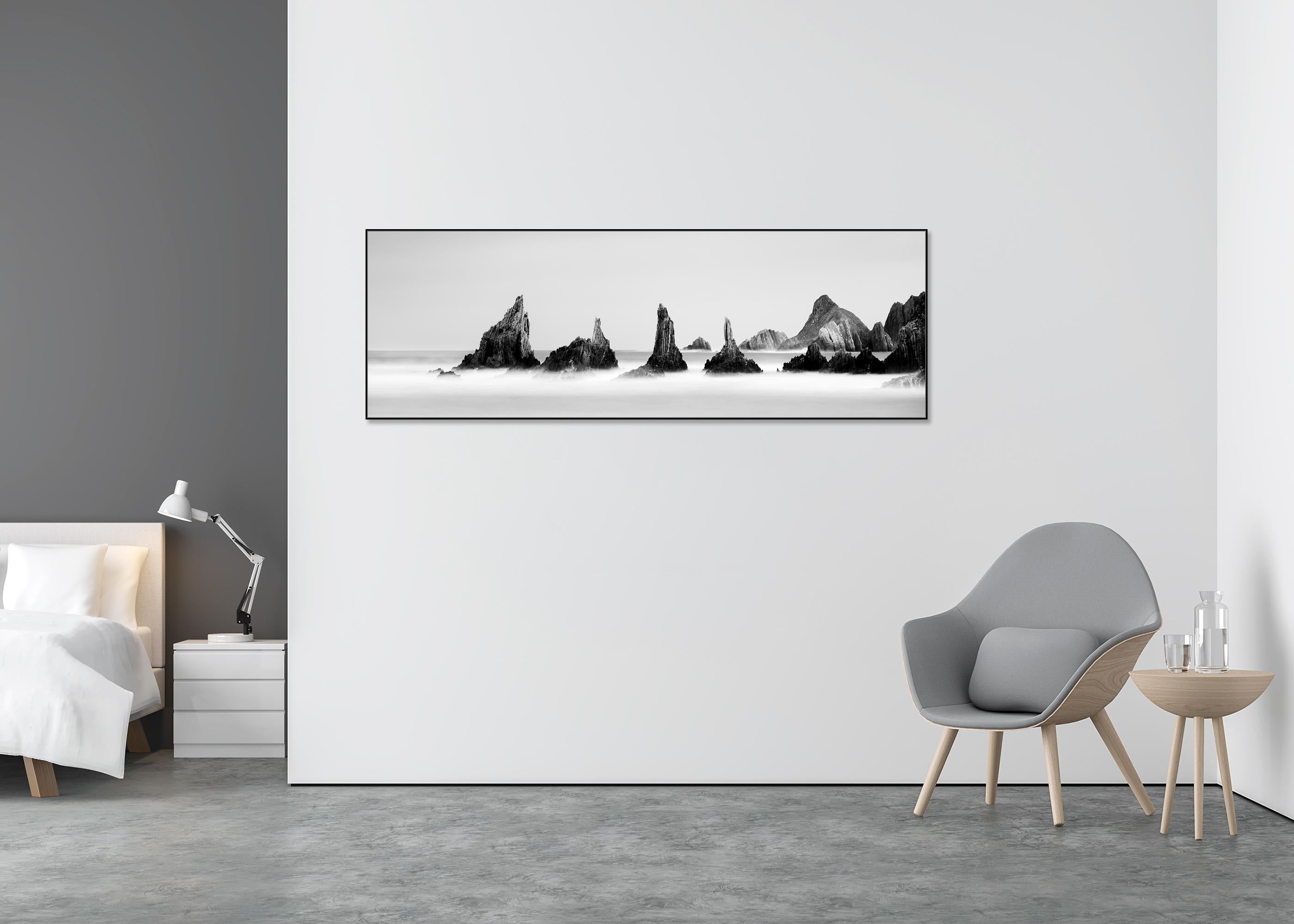 Rocky Peaks Panorama, black and white photography limited edition seascape - Gray Color Photograph by Gerald Berghammer