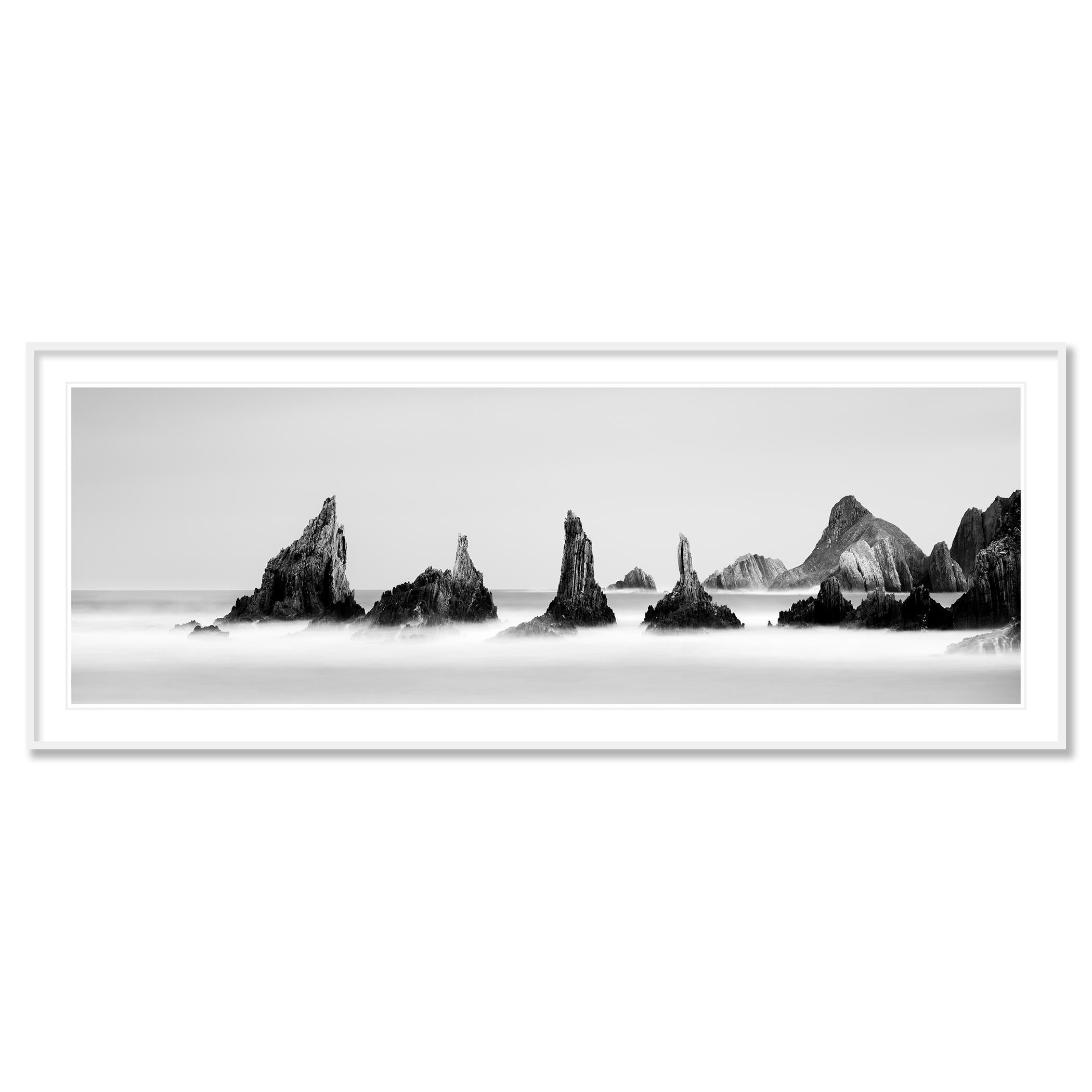 Rocky Peaks Panorama, black and white photography limited edition seascape For Sale 1